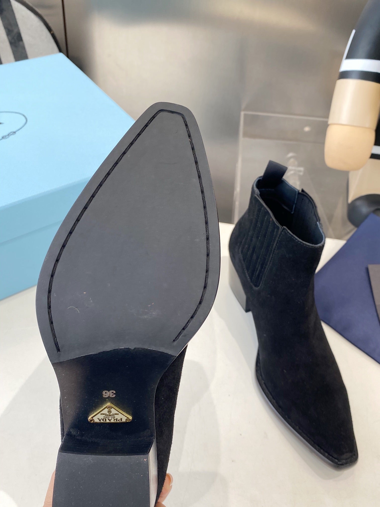 PRA classic pointed-toe boots black suede