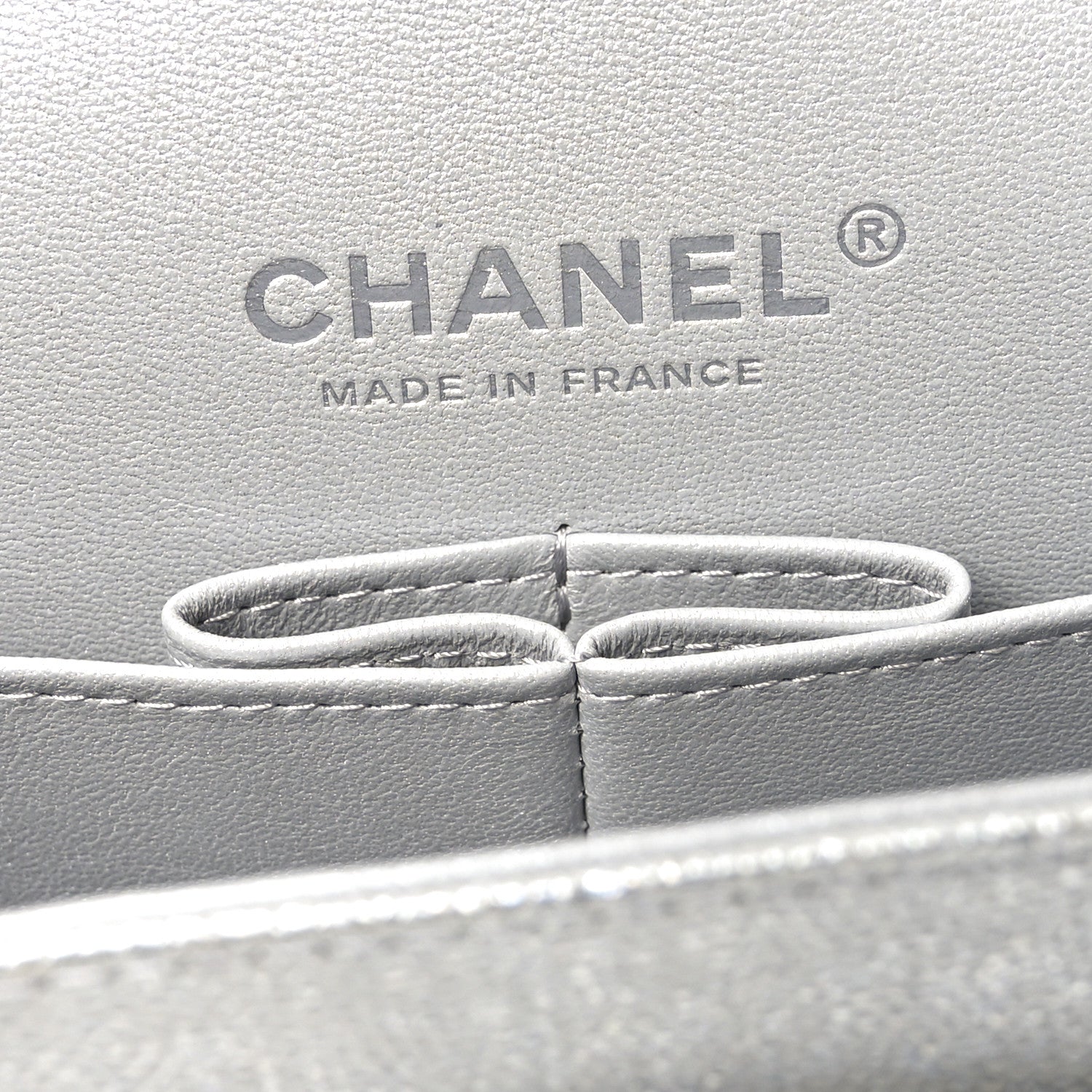 Glittered Metallic Caviar Quilted Medium Double Flap Silver