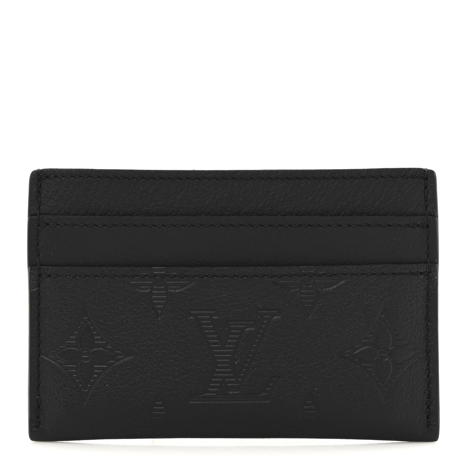 Calfskin Monogram Shadow Double Card Holder Black