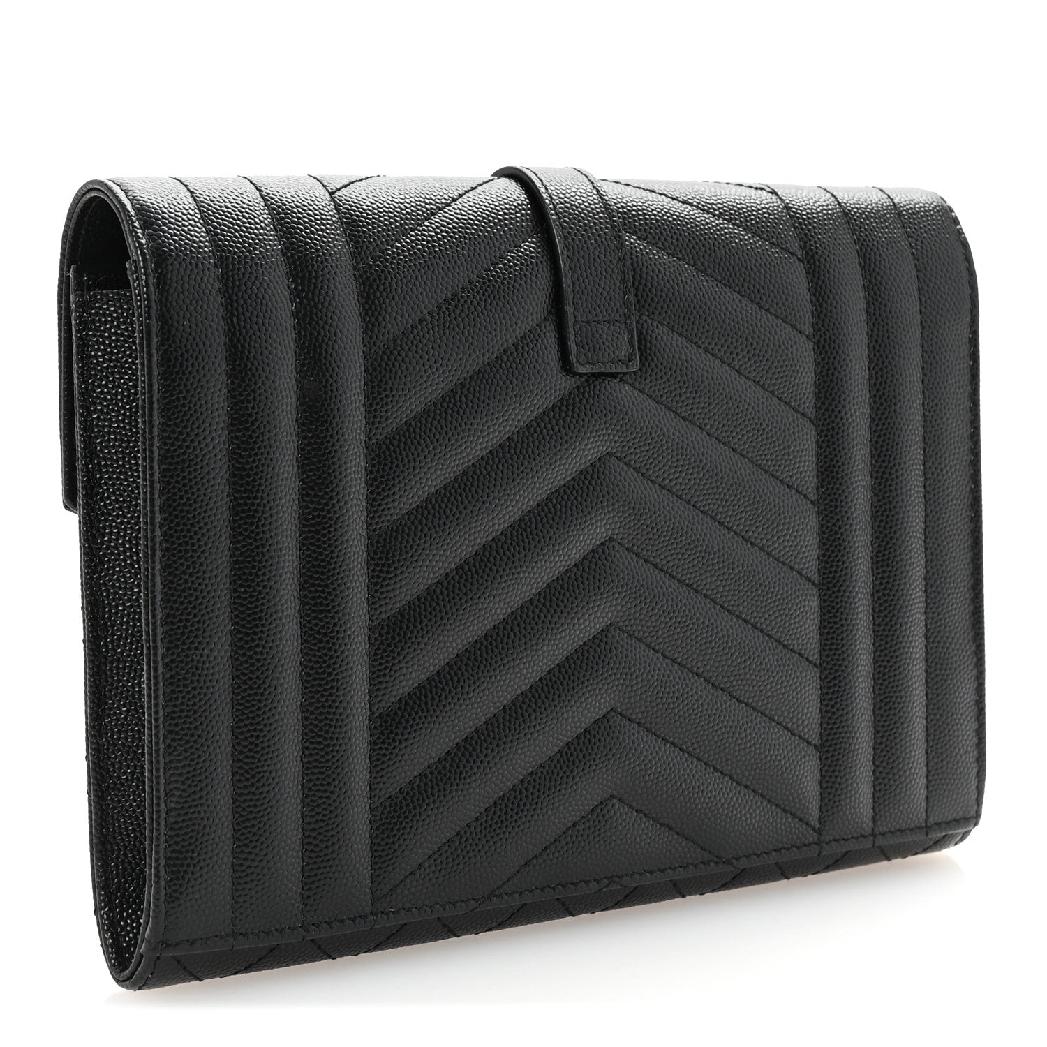 Grain De Poudre Textured Mixed Matelasse Triquilt Monogram Clutch Black