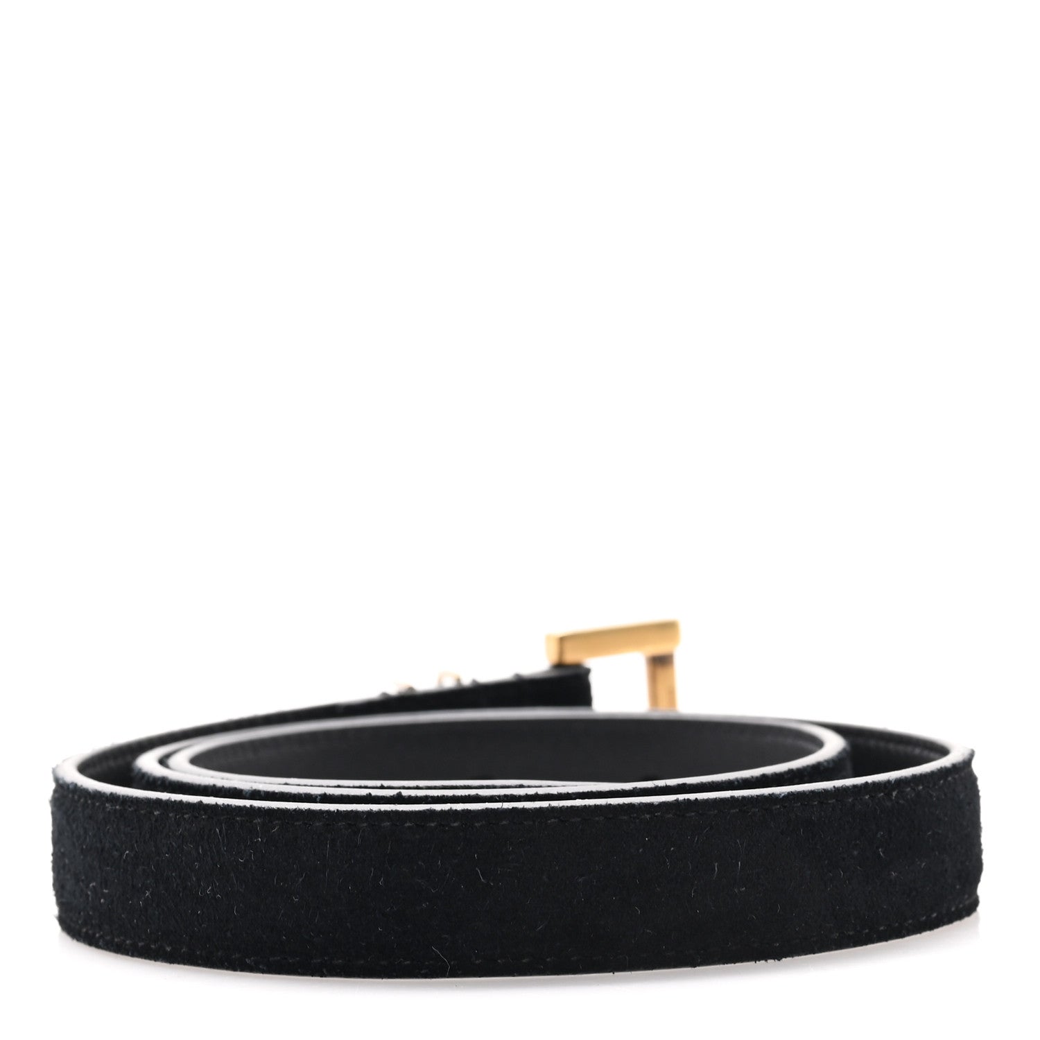 Suede Monogram Cassandre Extra Thin Square Buckle Belt 75 30 Black