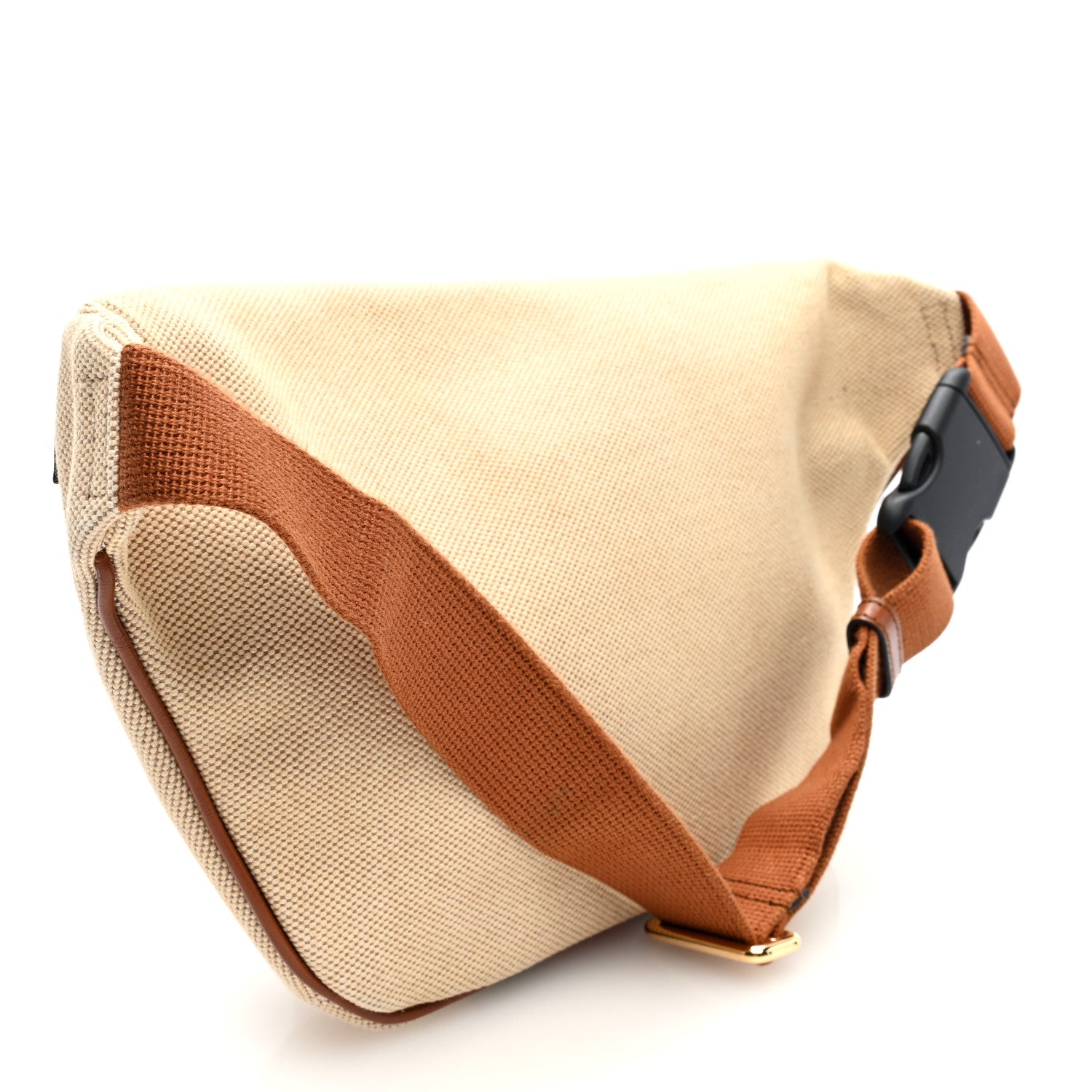 Vintage Canvas Web Belt Bag Sand Cuir