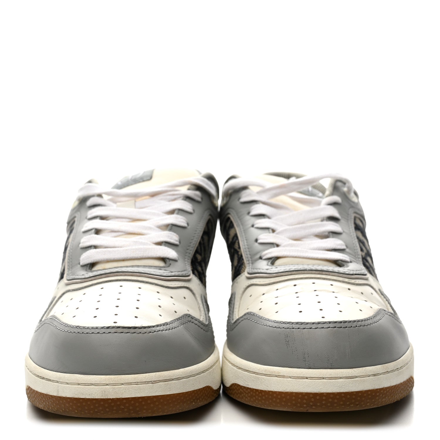 Smooth Calfskin Jacquard Oblique Mens B27 Low Top Sneakers 43 Beige Blue