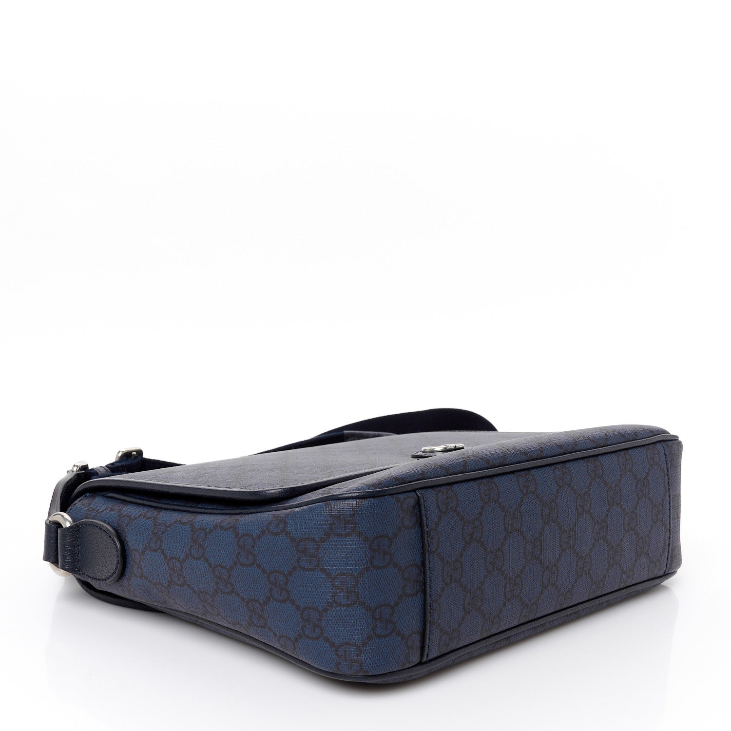 Tender GG Supreme Monogram Textured Dollar Calfskin Ophidia Messenger Bag Dark Blue