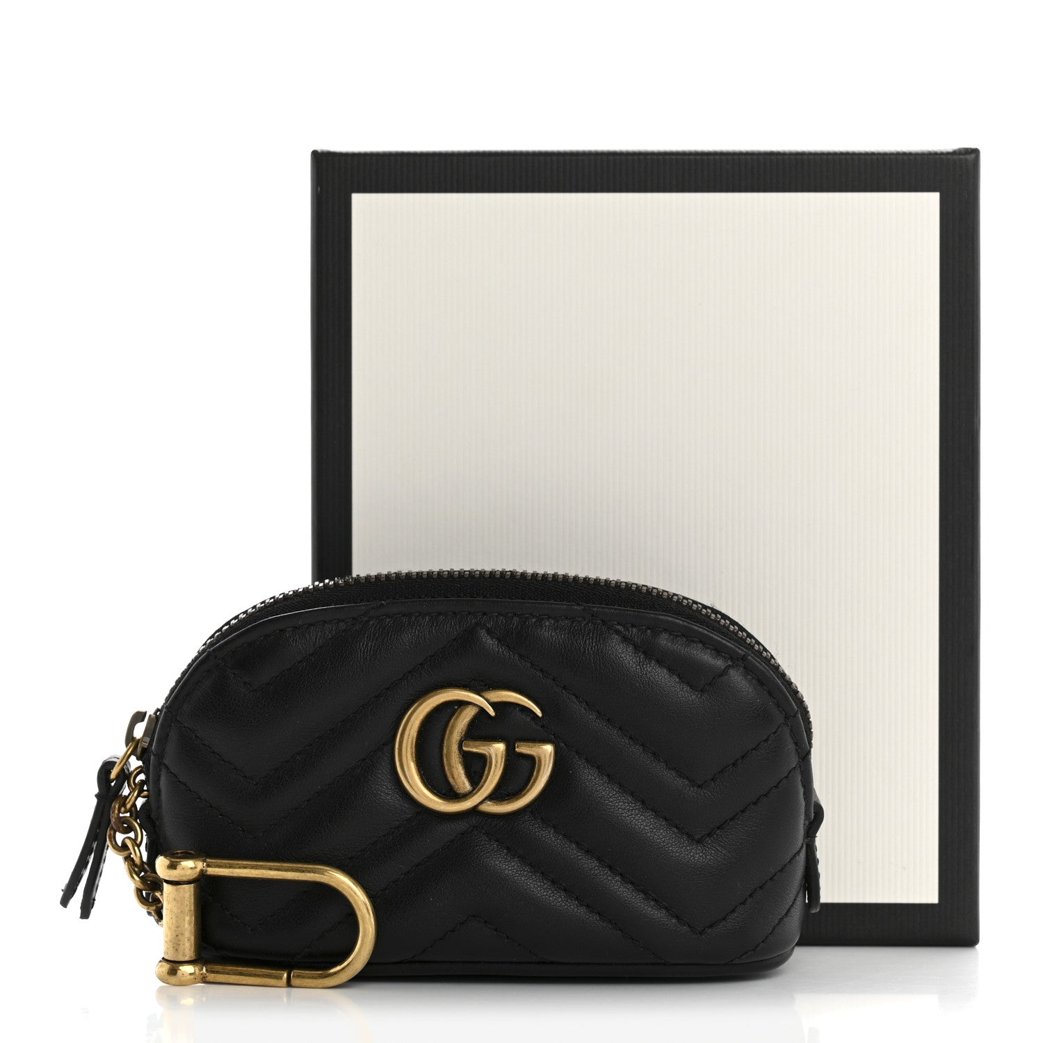Calfskin Matelasse GG Marmont Key Pouch Black