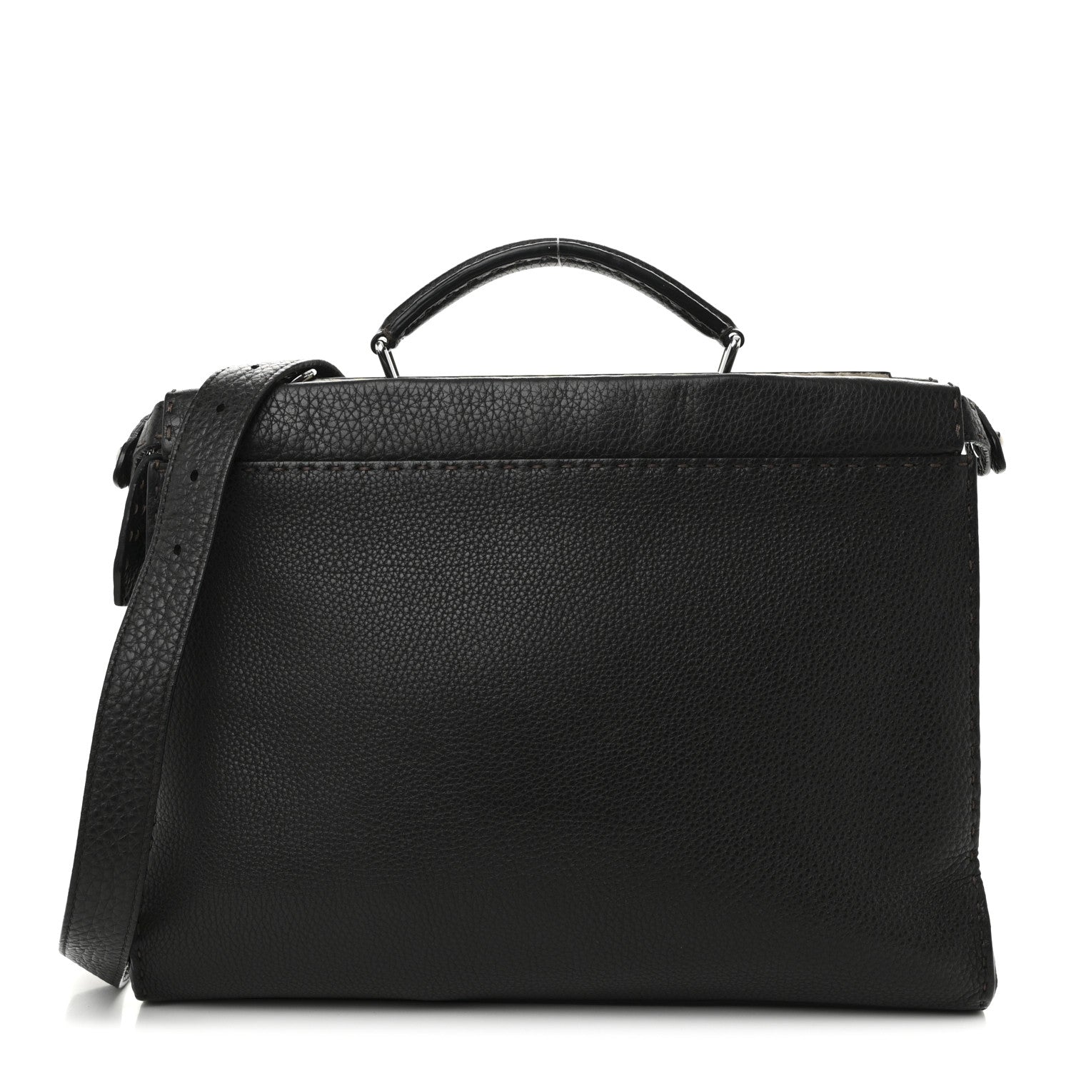 Calfskin Romano Selleria Large Peekaboo Iconic Fit Satchel Brown Milk Multicolor