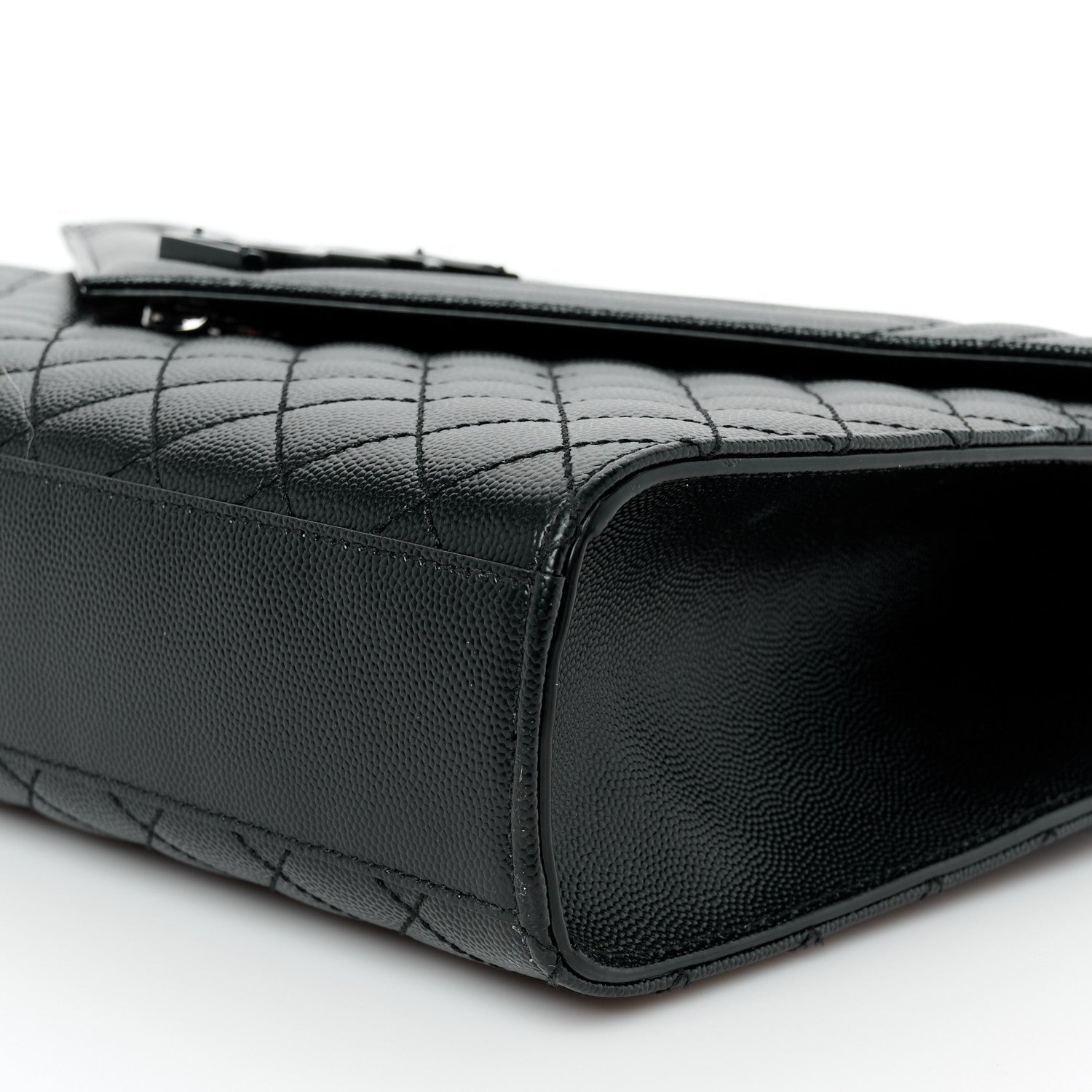 Grain De Poudre Textured Mixed Matelasse Large Triquilt Monogram Monochrome Satchel Black