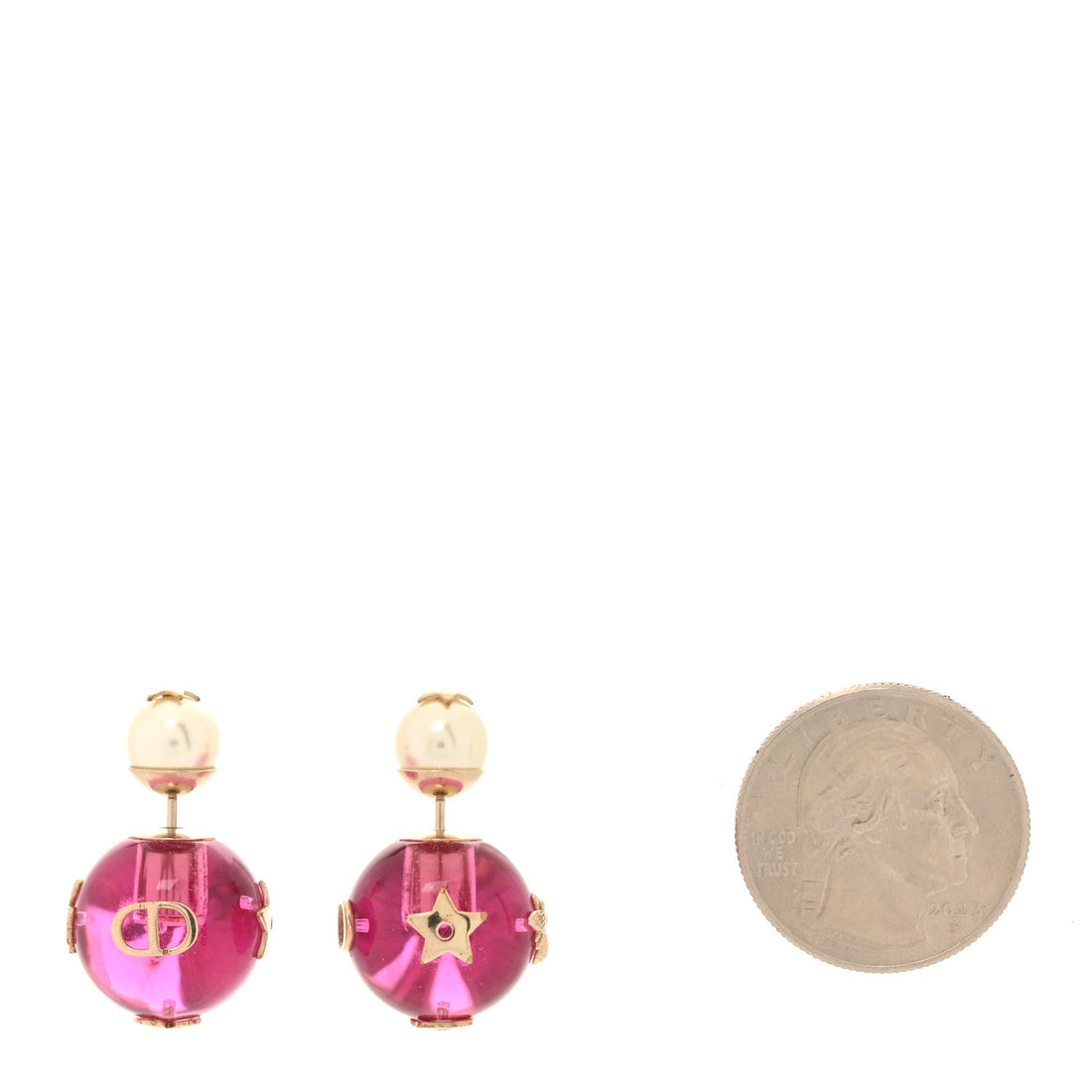 Resin Pearl Dior Tribales Earrings Gold White Transparent Rani Pink