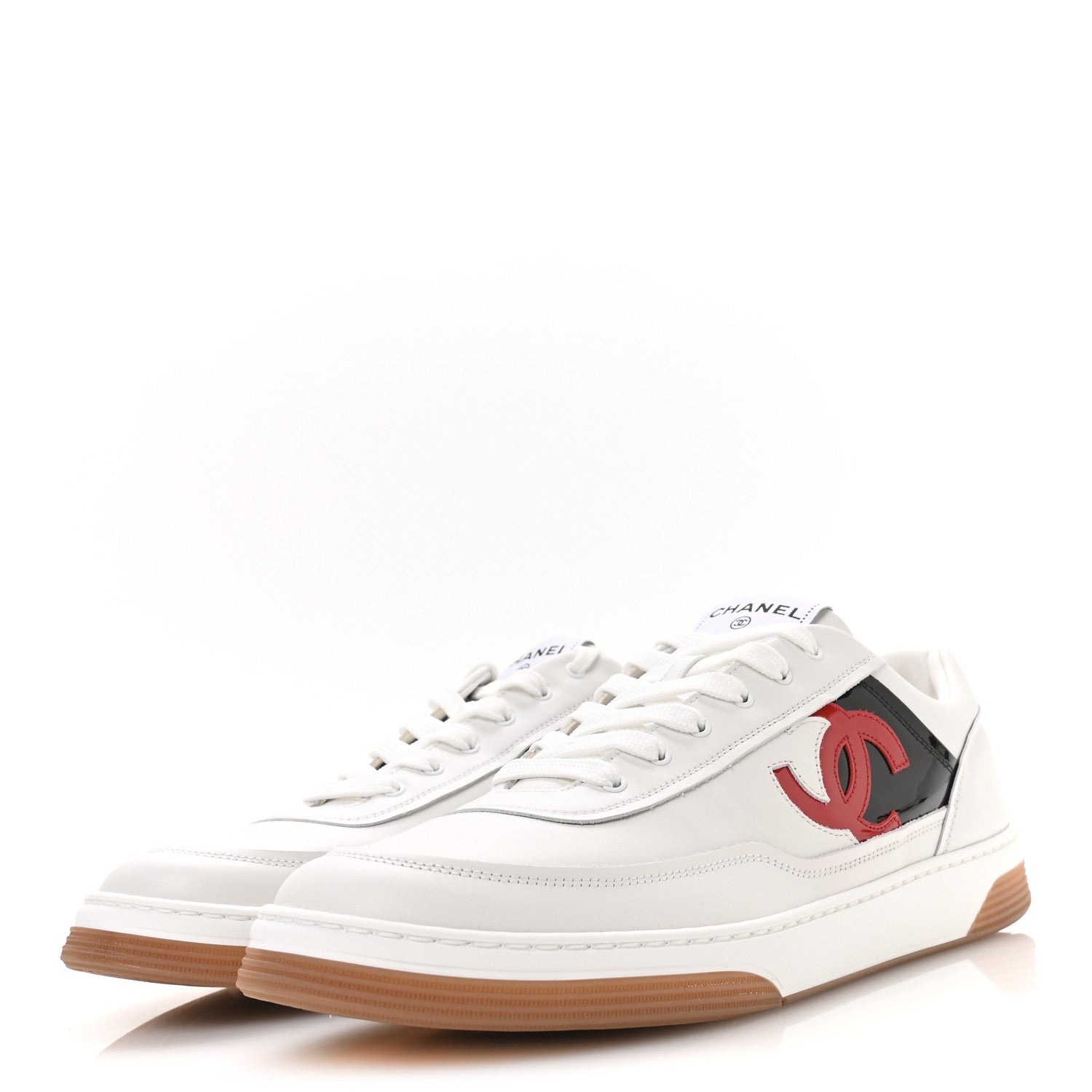 Calfskin Patent Calfskin Mens CC Sneakers 44 White Black Red
