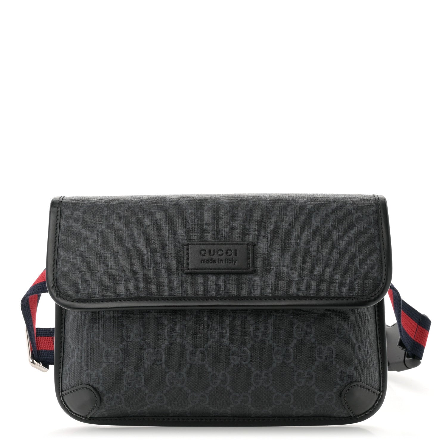 GG Supreme Monogram Web Slim Belt Bag Black Grey