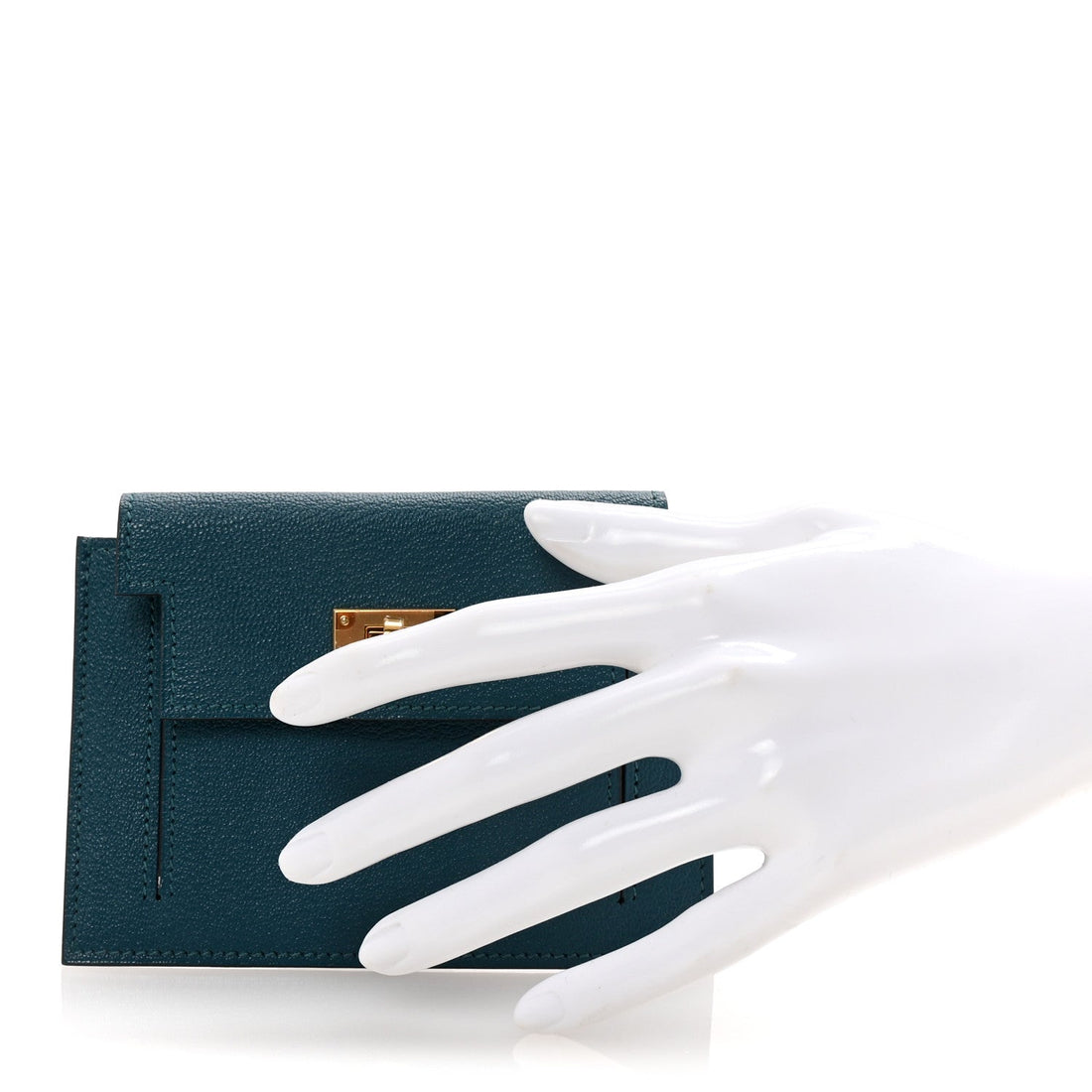 Chevre Mysore Kelly Pocket Compact Wallet Vert Bosphore