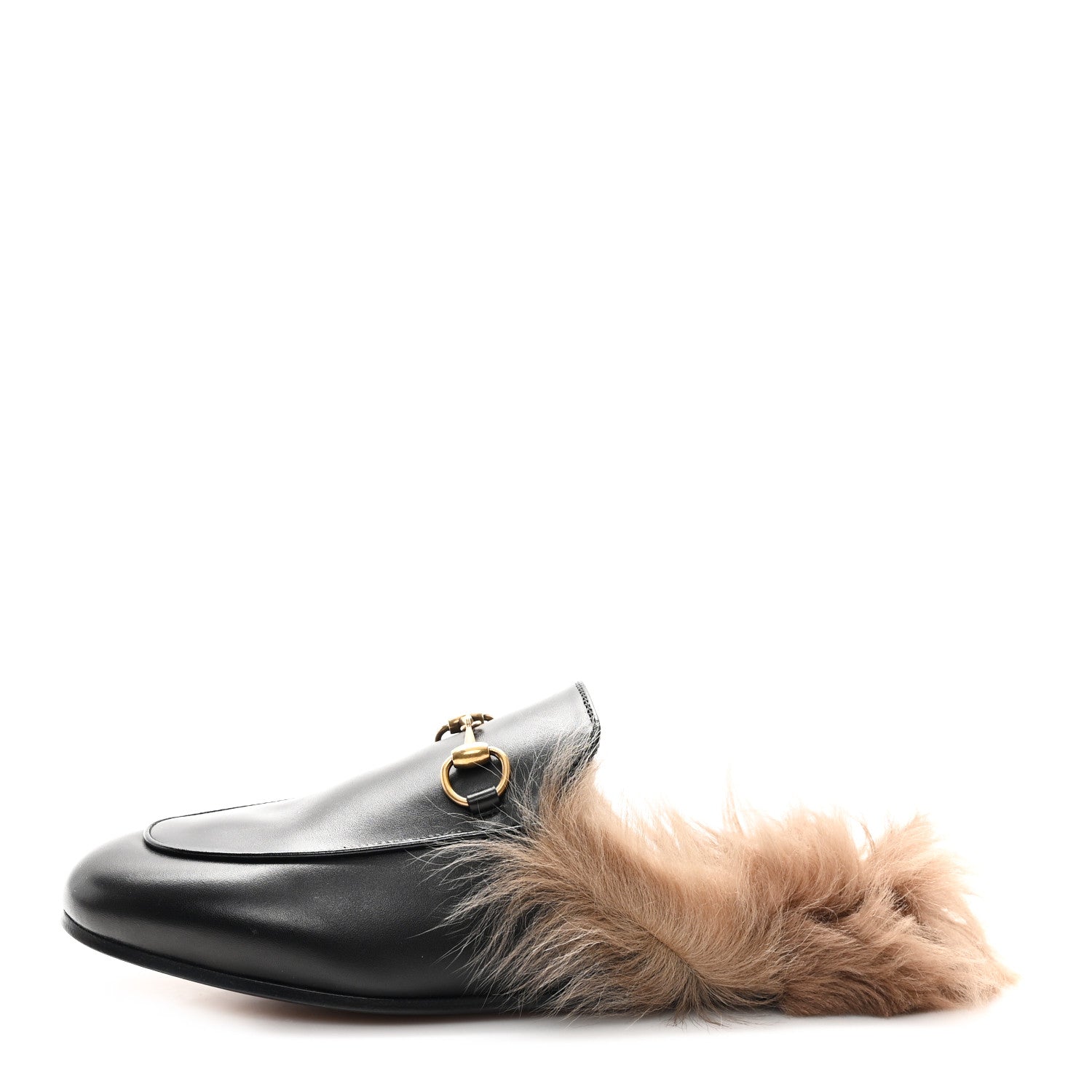 Calfskin Fur Womens Princetown Slippers 36 Black