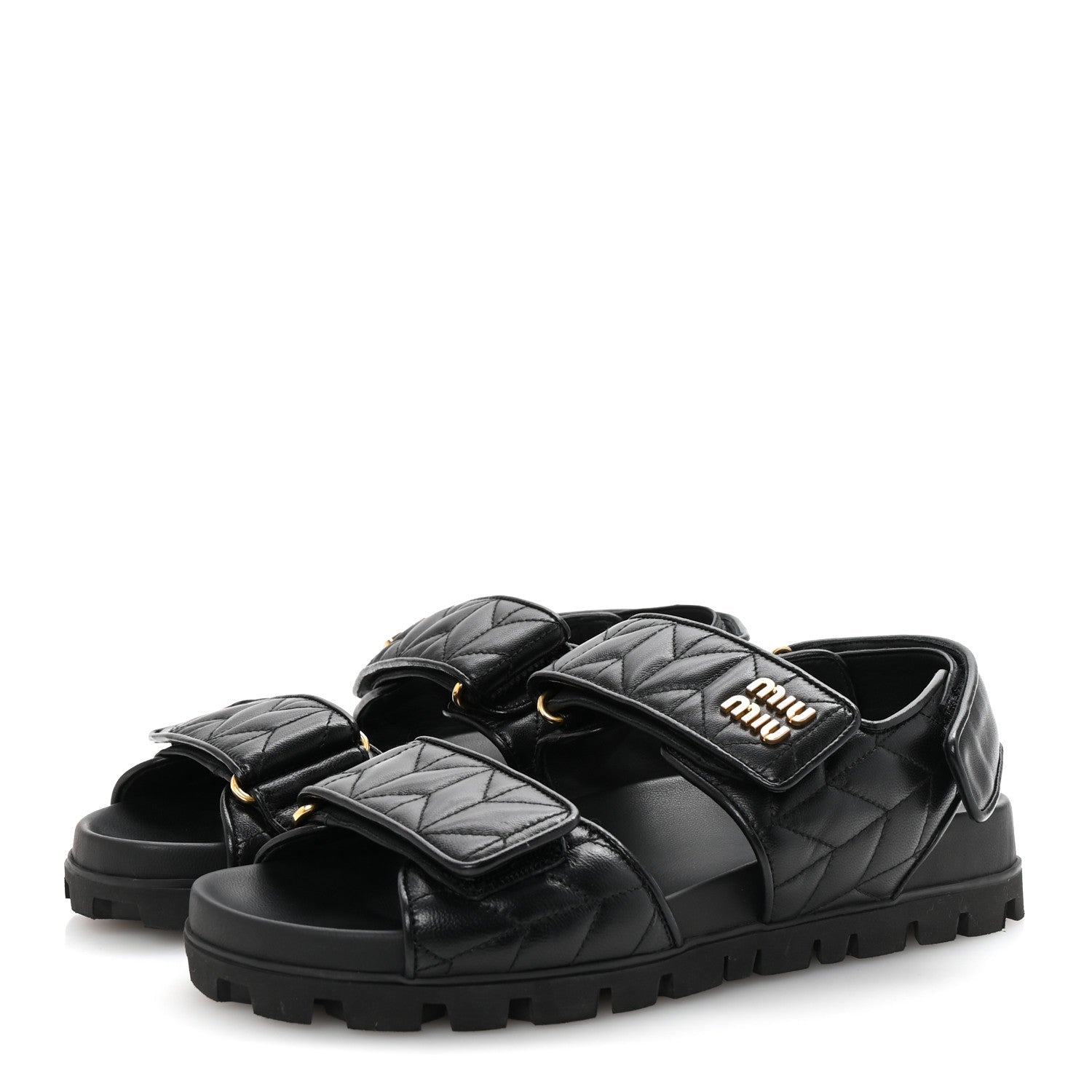 Nappa Matelasse Sporty Sandals 39 Black