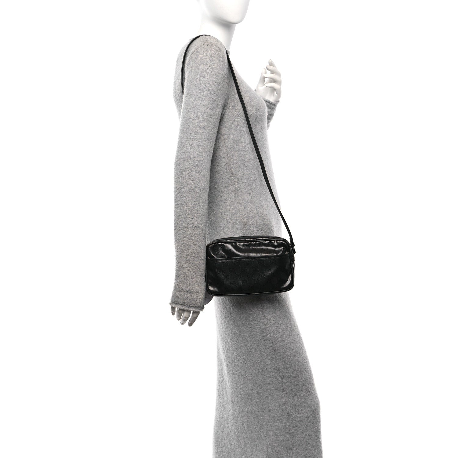 GG Crystal Monogram Mini Shoulder Bag Black