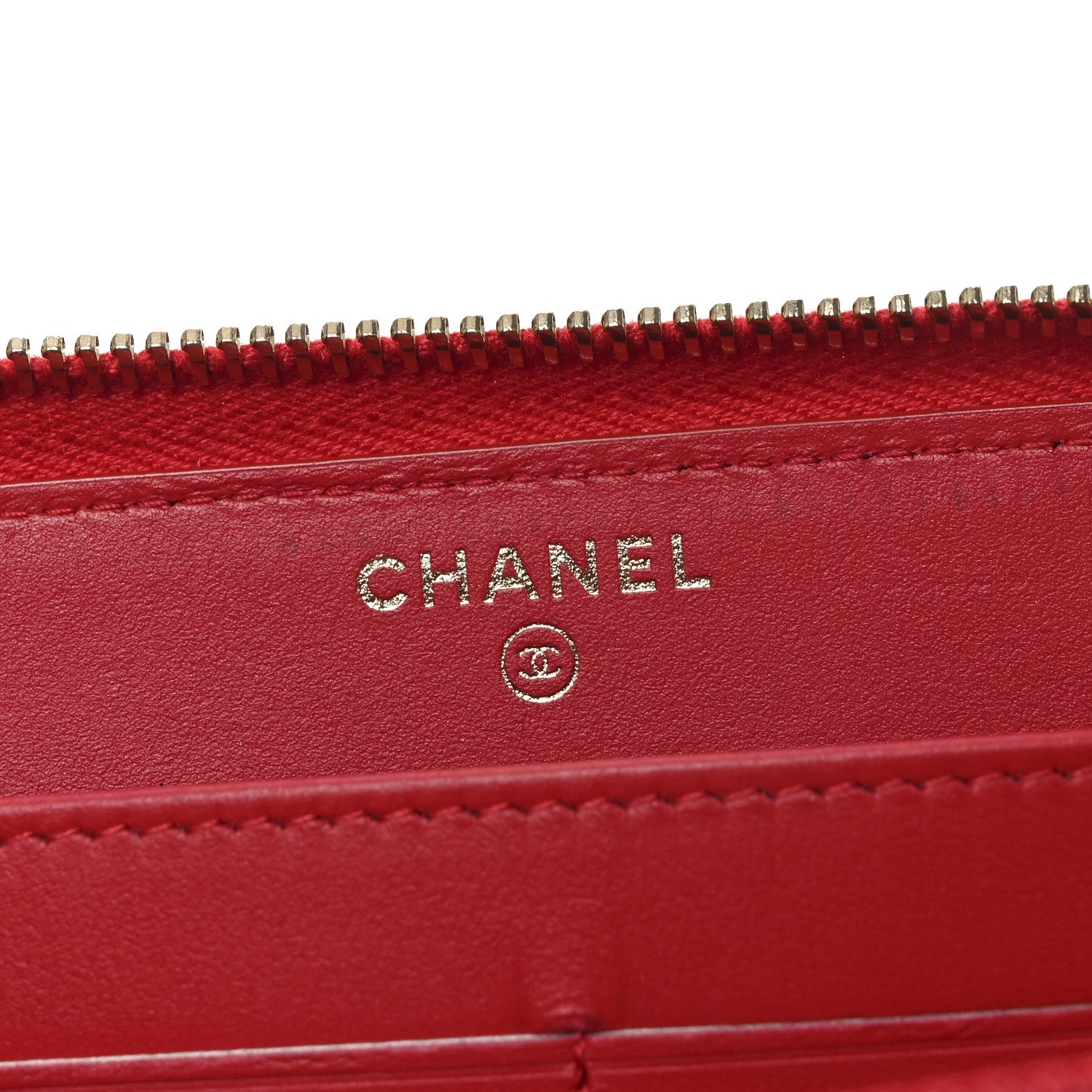 Caviar Quilted Filigree Zip Around Wallet Red