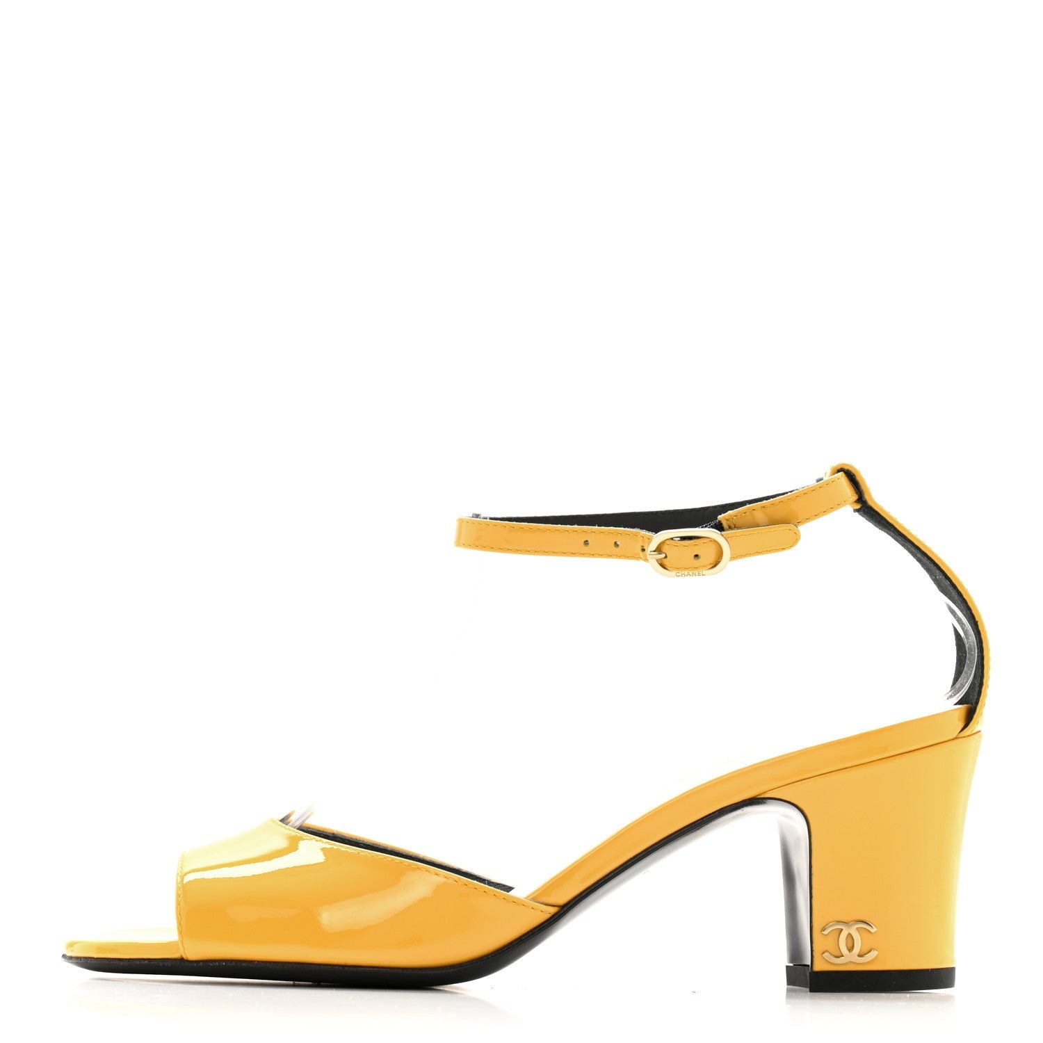 Patent CC Ankle Strap Sandals 37.5 Yellow