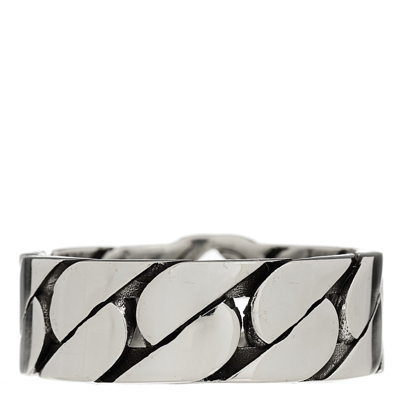 Sterling Silver Interlocking G Chainlink Wide Band Ring