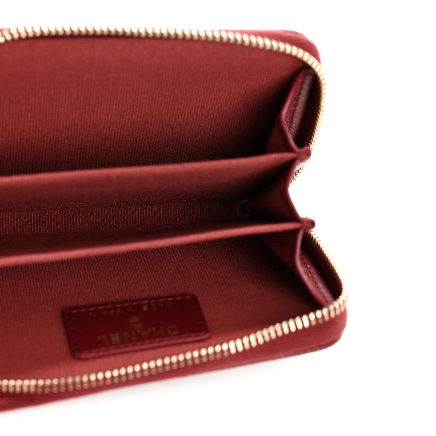 Caviar Quilted Zip Around Coin Purse Burgundy