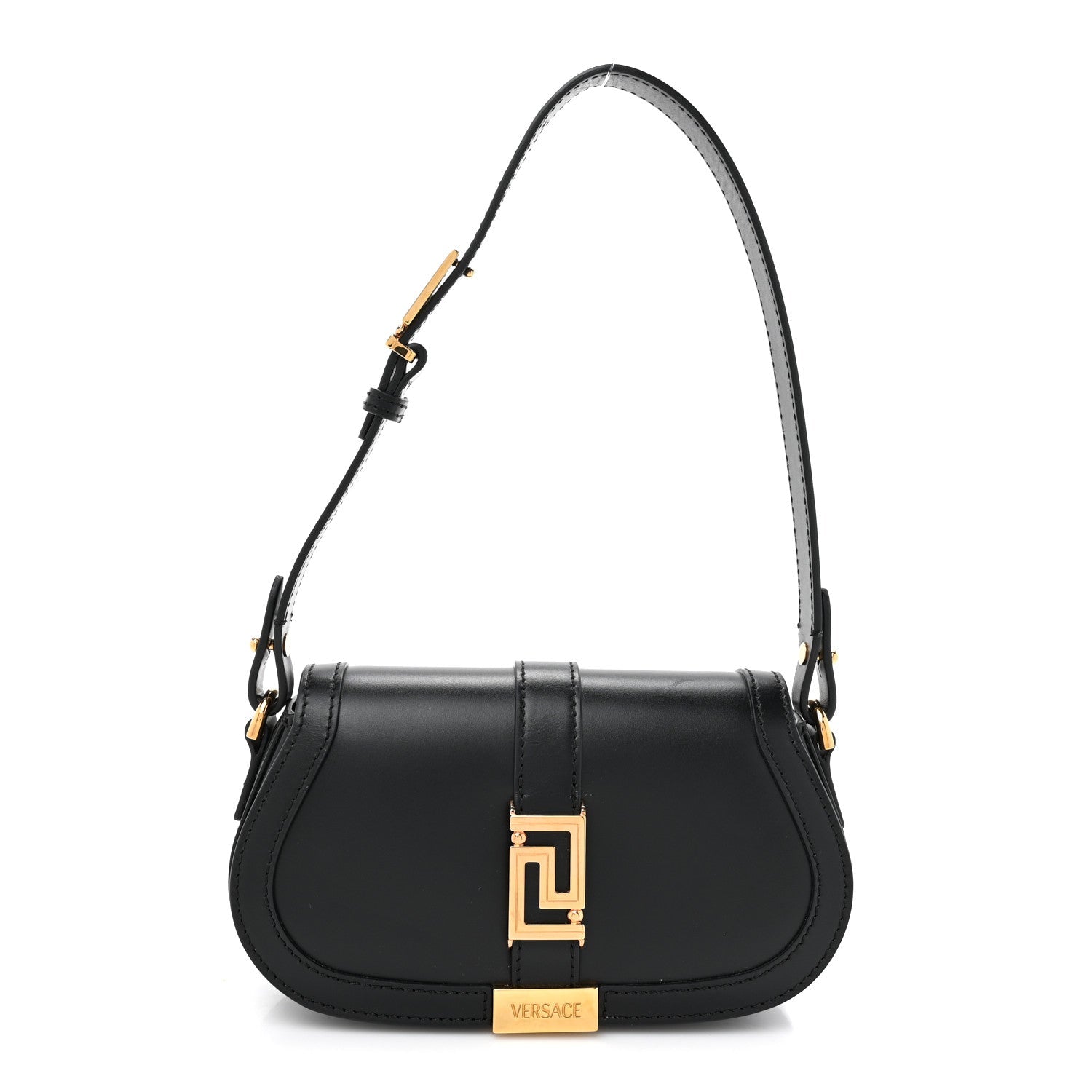 Lambskin Mini Greca Goddess Shoulder Bag Black