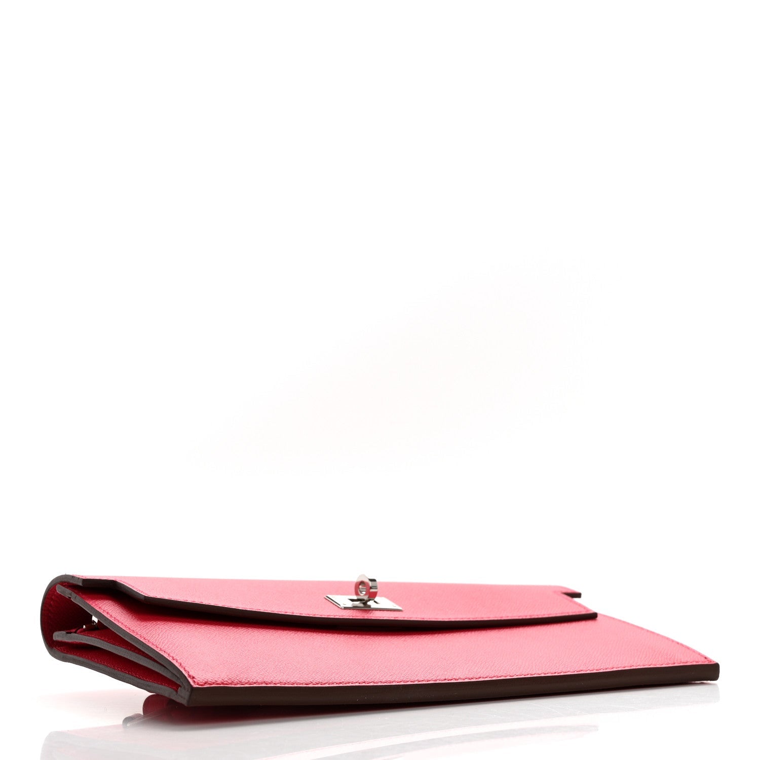 Madame Calfskin Kelly Pocket Long Wallet Rose Extreme