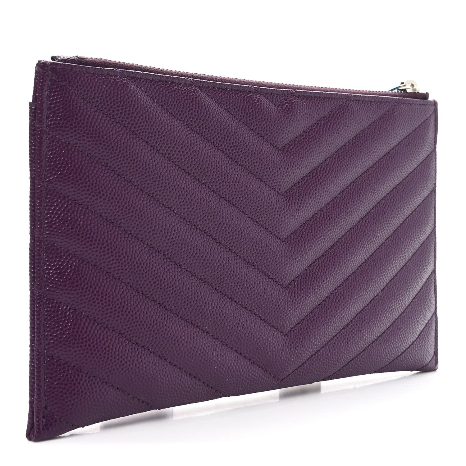 Grain De Poudre Matelasse Chevron Monogram Bill Pouch Amaranto