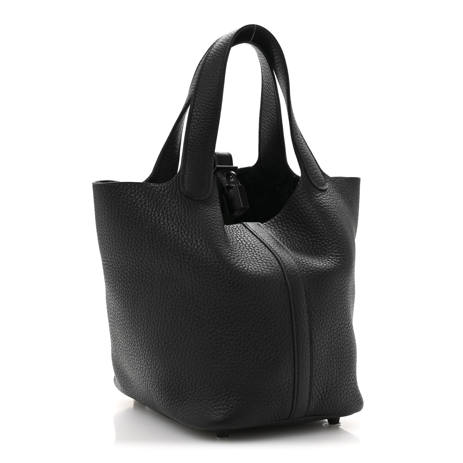 Taurillon Clemence Monochrome Picotin Lock 18 PM Black