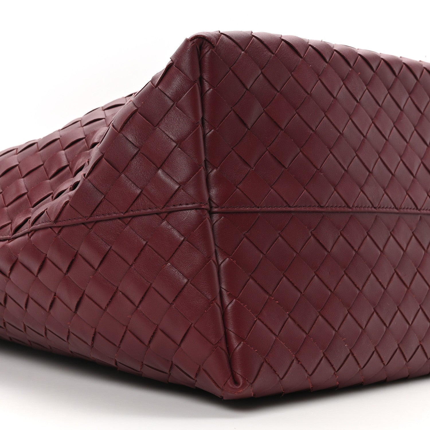 Calfskin Intrecciato Large North South Tote Bag Burgundy