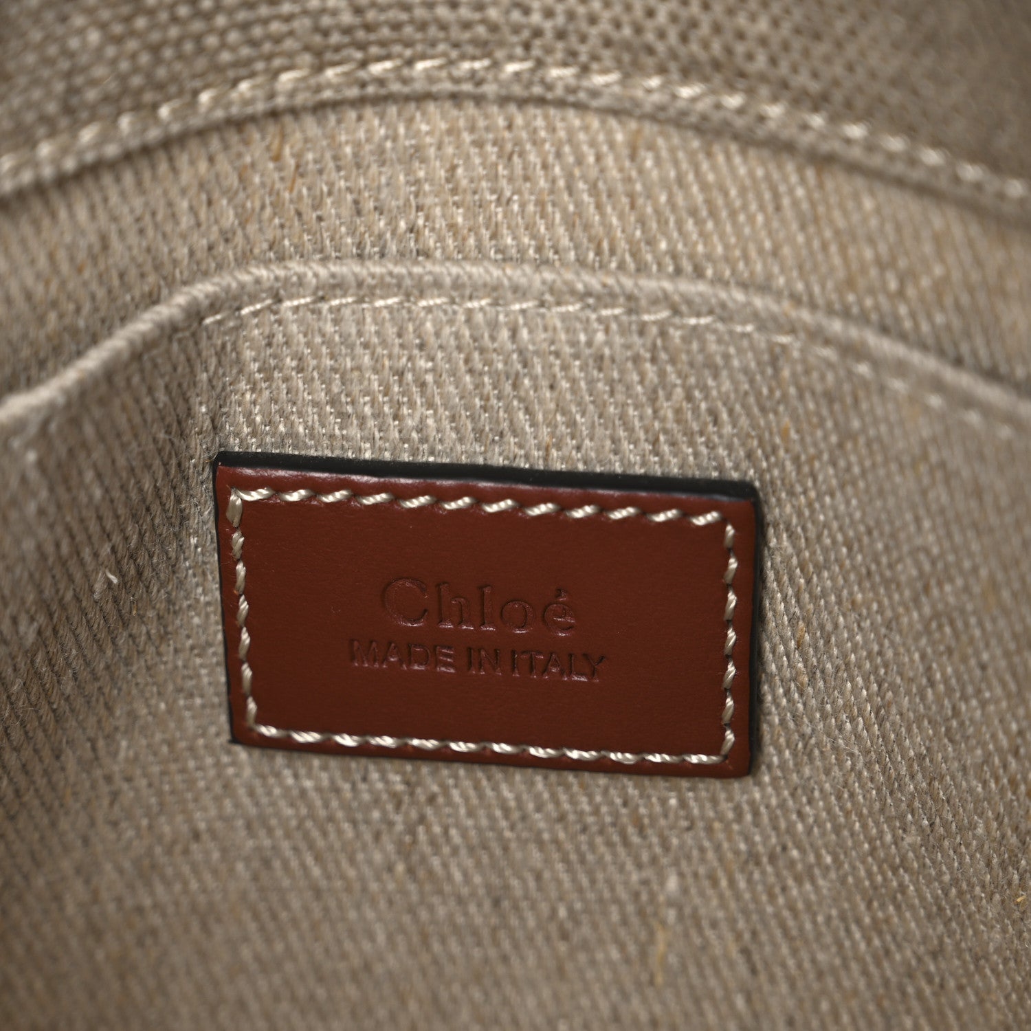 Linen Calfskin Small Woody Ribbon Tote With Strap White Brown