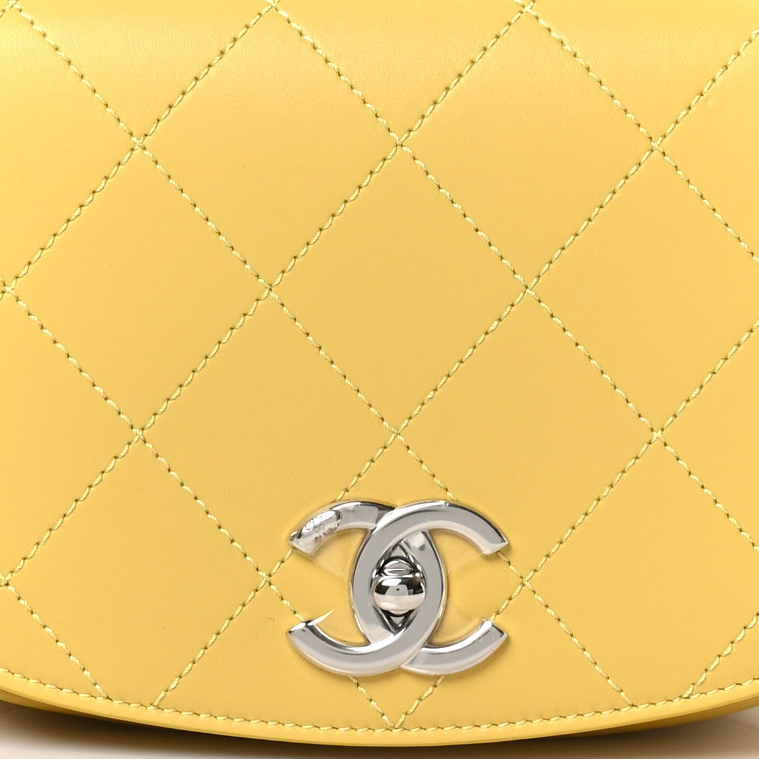 Calfskin Stitched Small Ring My Bag Flap Crossbody Yellow