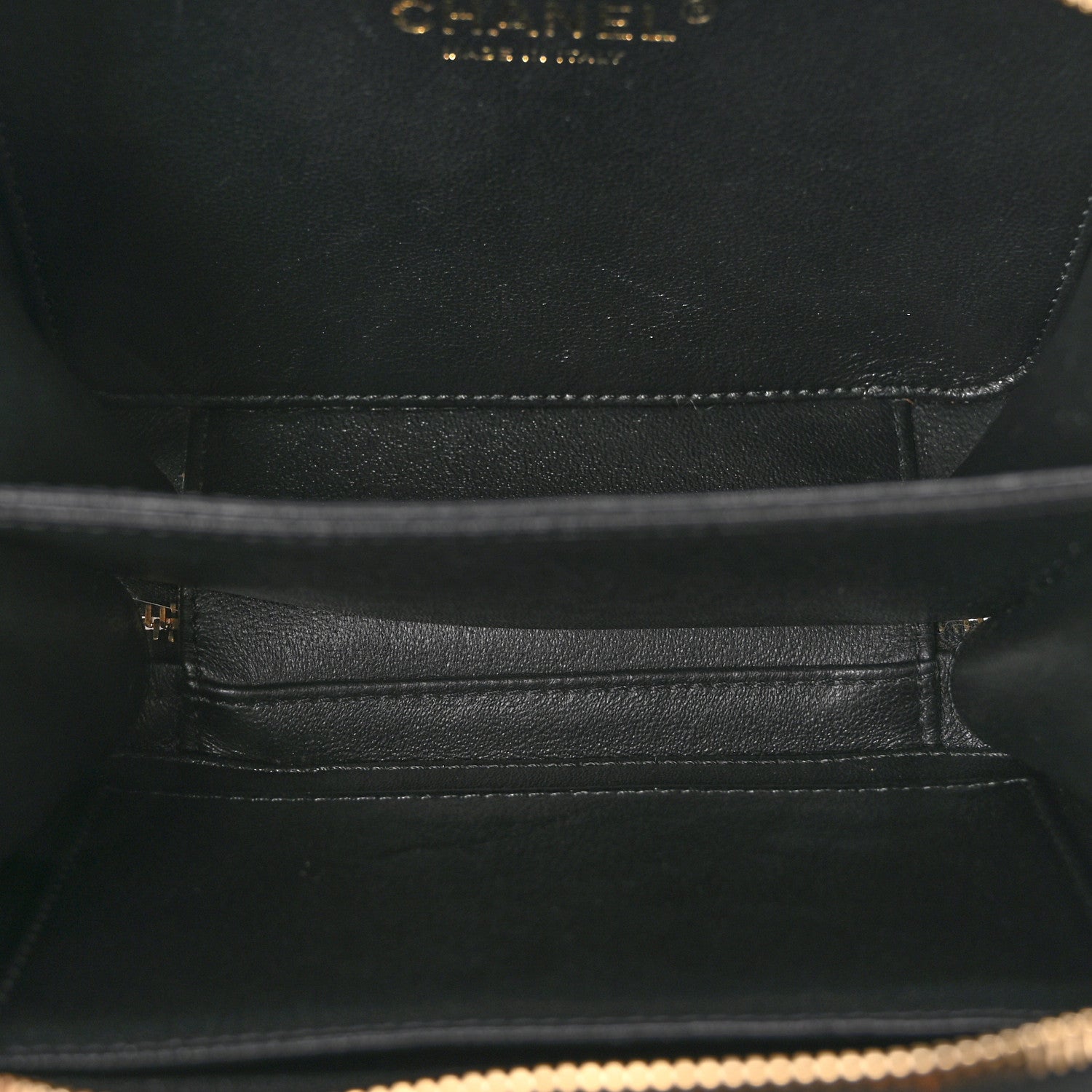 Caviar Quilted Small CC Filigree Vanity Case Black