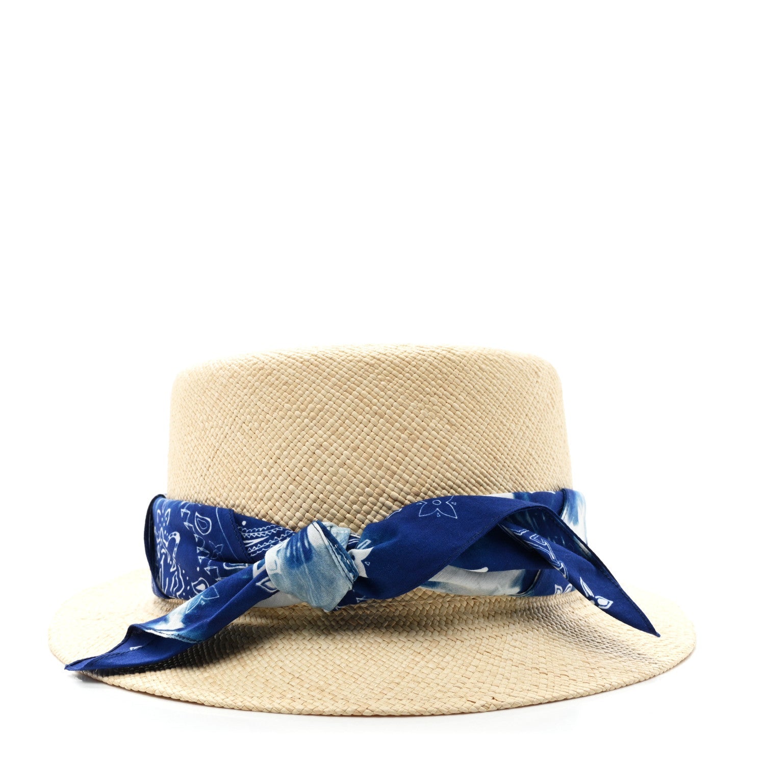 Straw Monogram Bandana Hat Blue