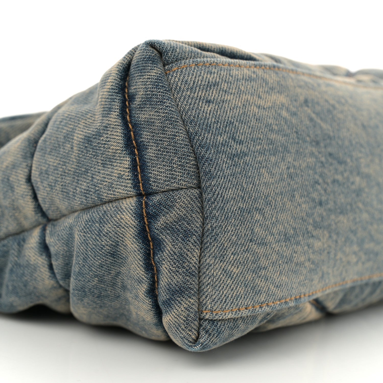 Denim Quilted Small Loulou Puffer Monogram Chain Satchel Blue Cinnamon