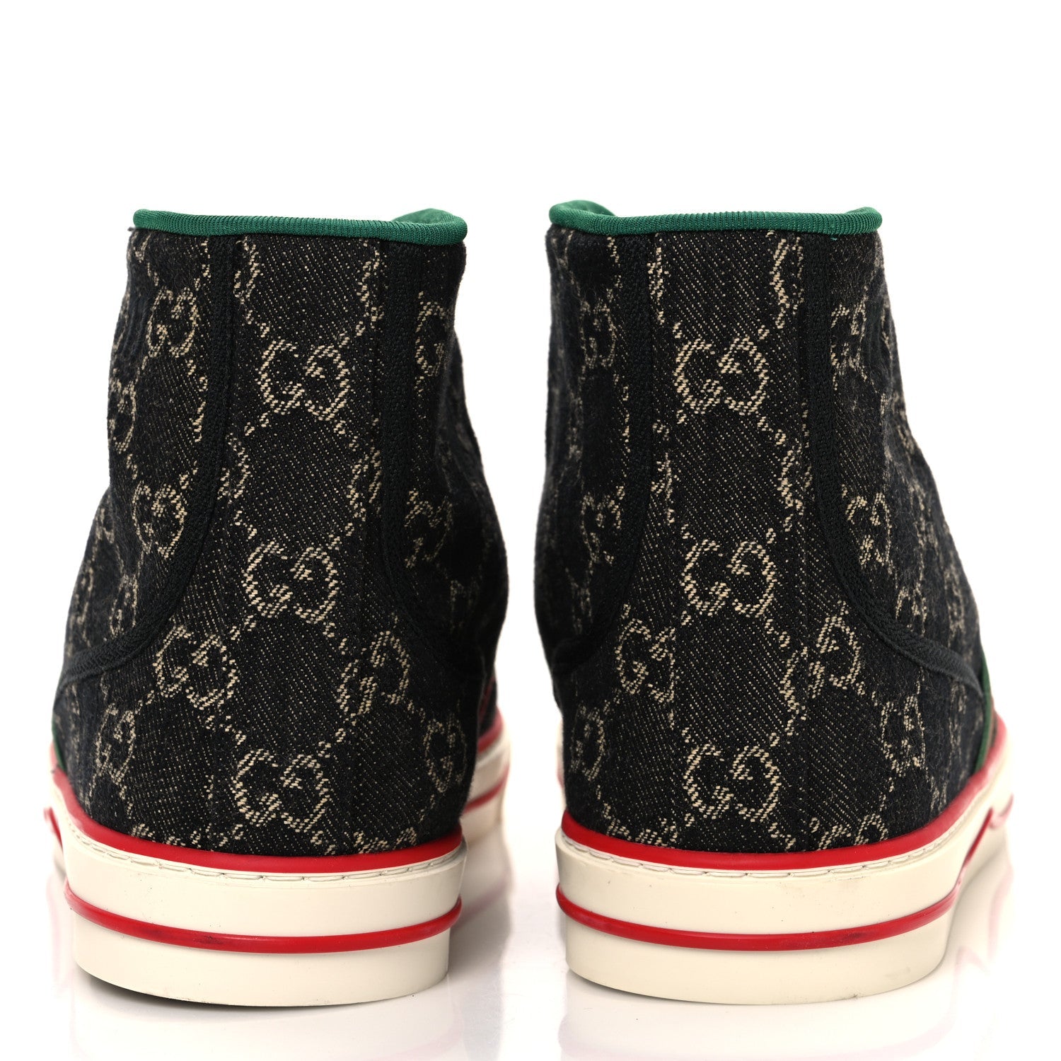 New Denim GG Monogram Web Mens 1977 Tennis High Top Sneakers 10 Black Ivory