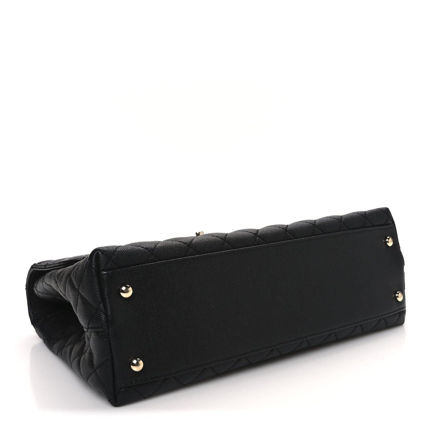 Caviar Lizard Quilted Medium Coco Handle Flap Black