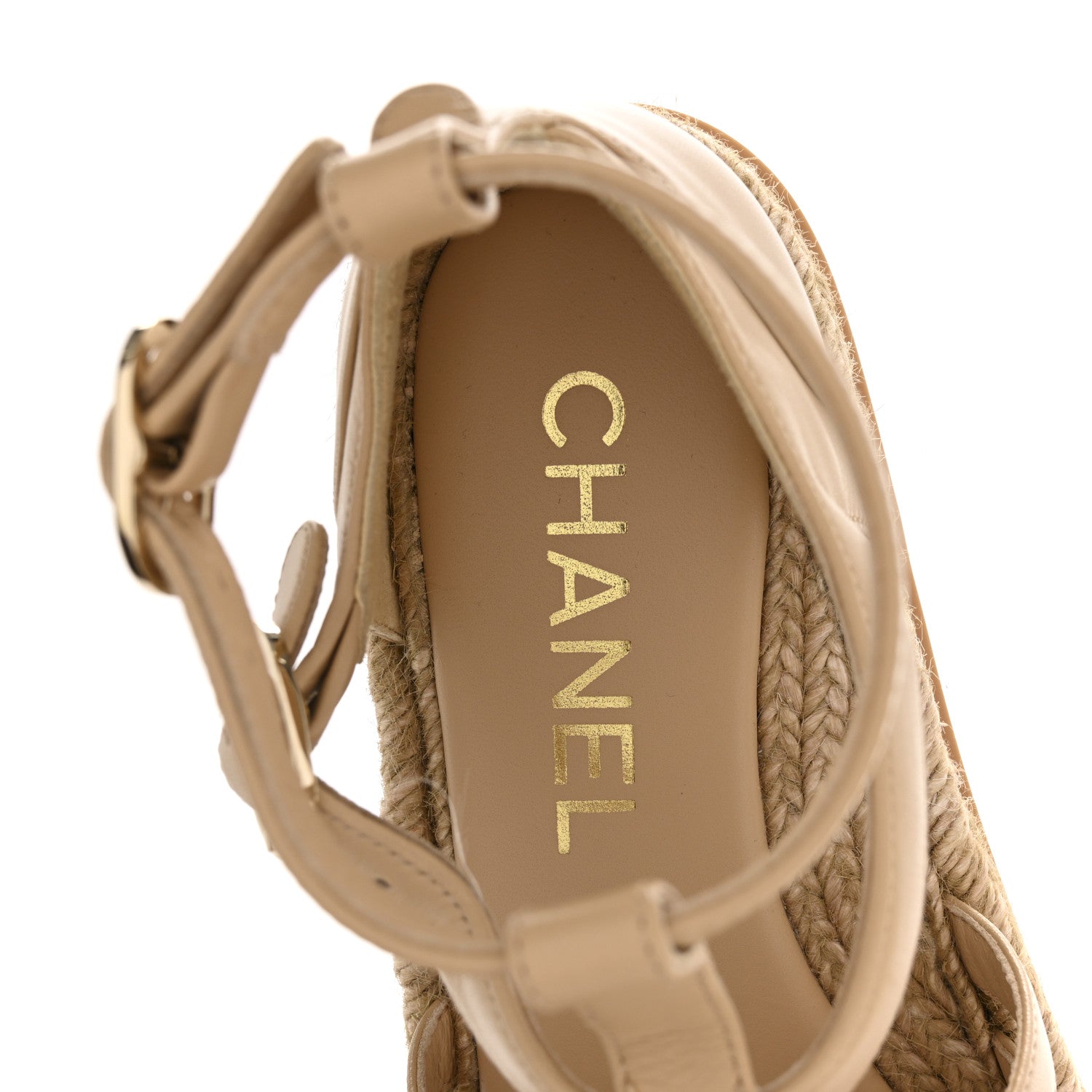 Lambskin Espadrille Sandals 36 Beige