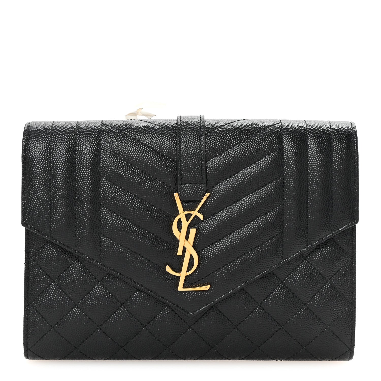 Grain De Poudre Textured Mixed Matelasse Triquilt Monogram Clutch Black