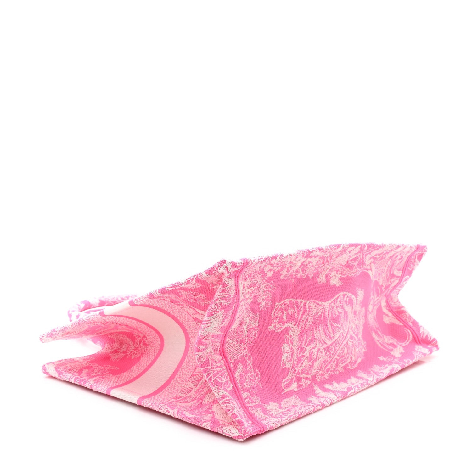 Canvas Embroidered Medium Dioriviera Toile De Jouy Book Tote Fluorescent Pink