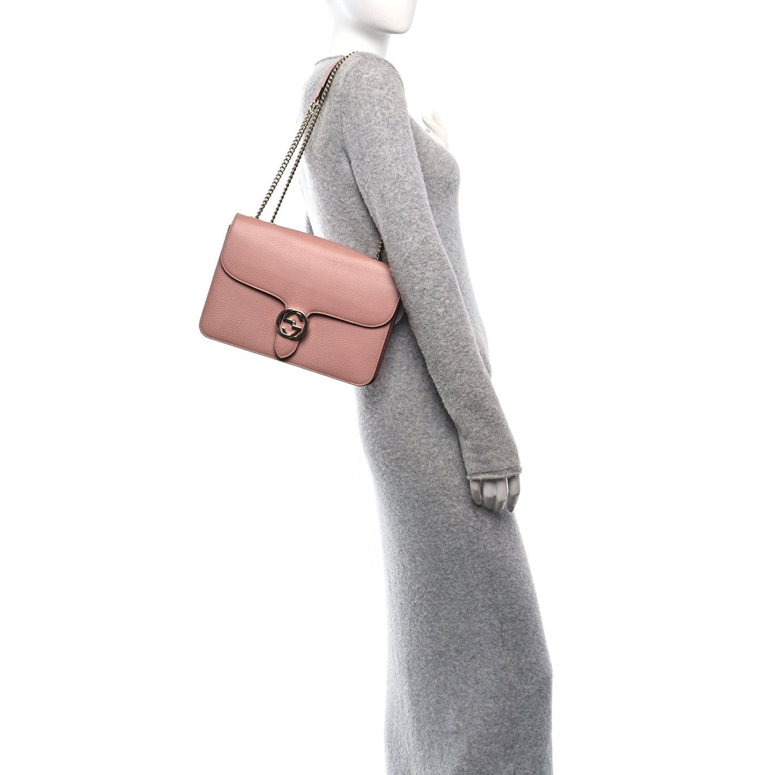 Dollar Calfskin Interlocking G Shoulder Bag Soft Pink