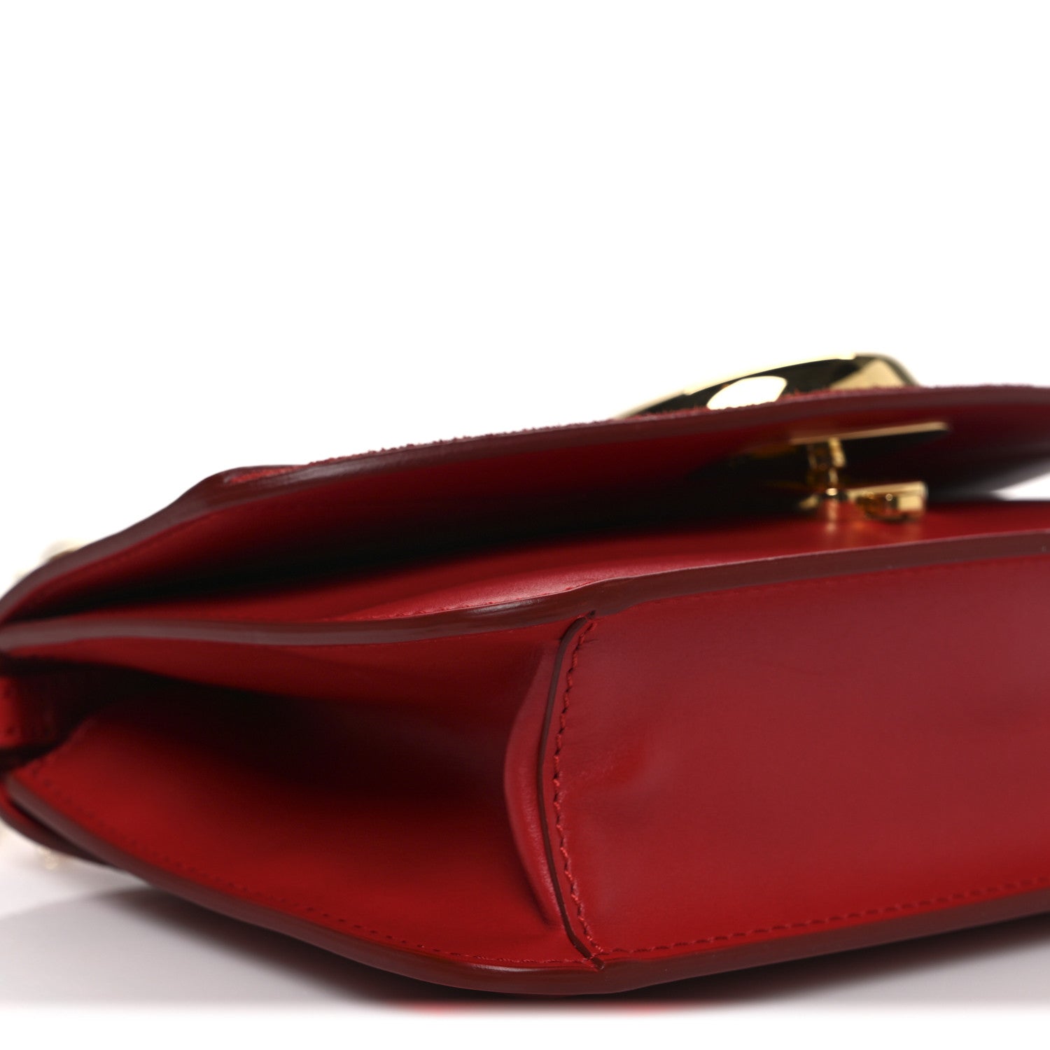 Calfskin Suede C Clutch With Chain Plaid Red