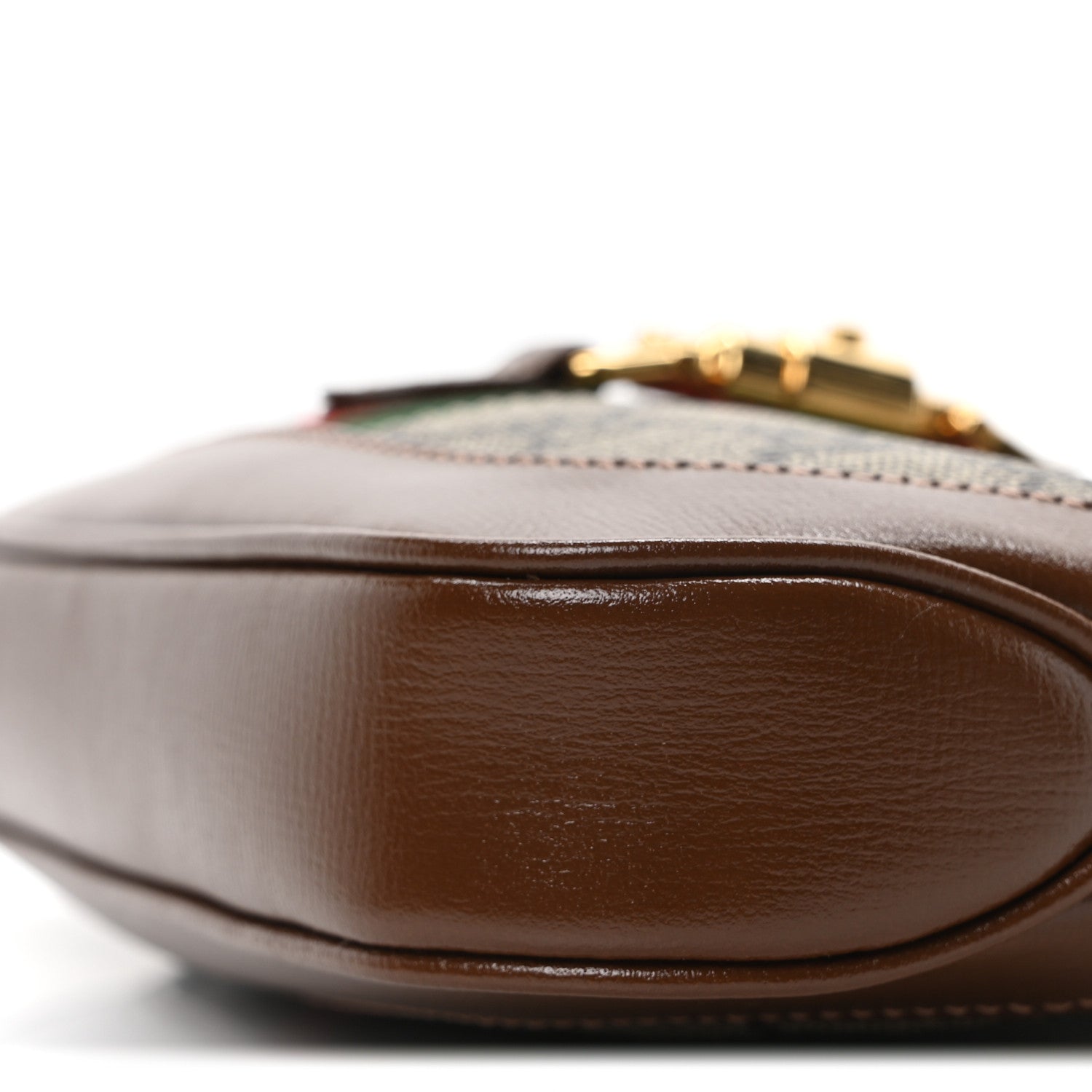 GG Supreme Monogram Azalea Calfskin Web Mini Jackie 1961 Hobo Beige Ebony Brown Sugar