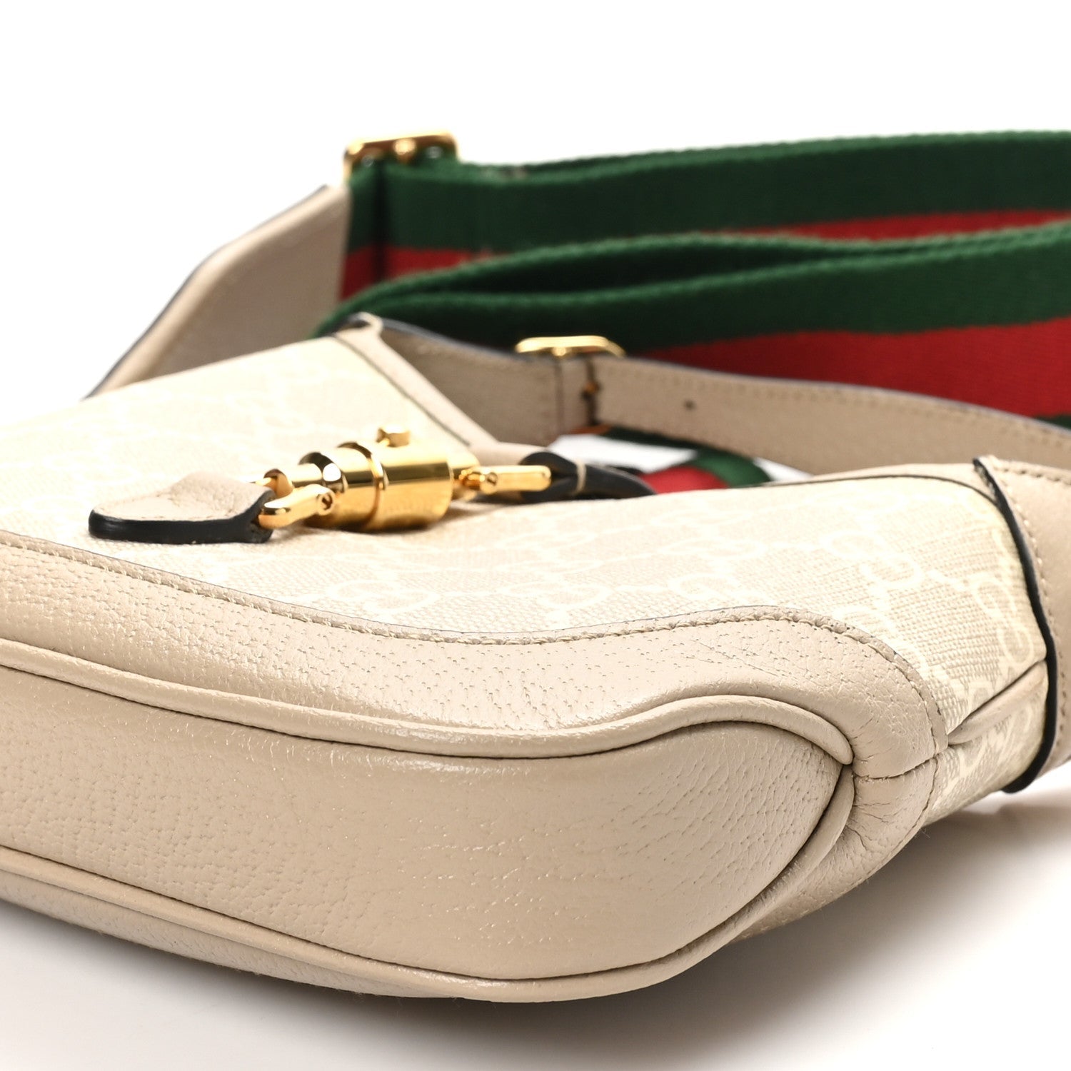 GG Supreme Monogram Textured Dollar Calfskin Mini Jackie 1961 Hobo Beige Mystic White Oatmeal