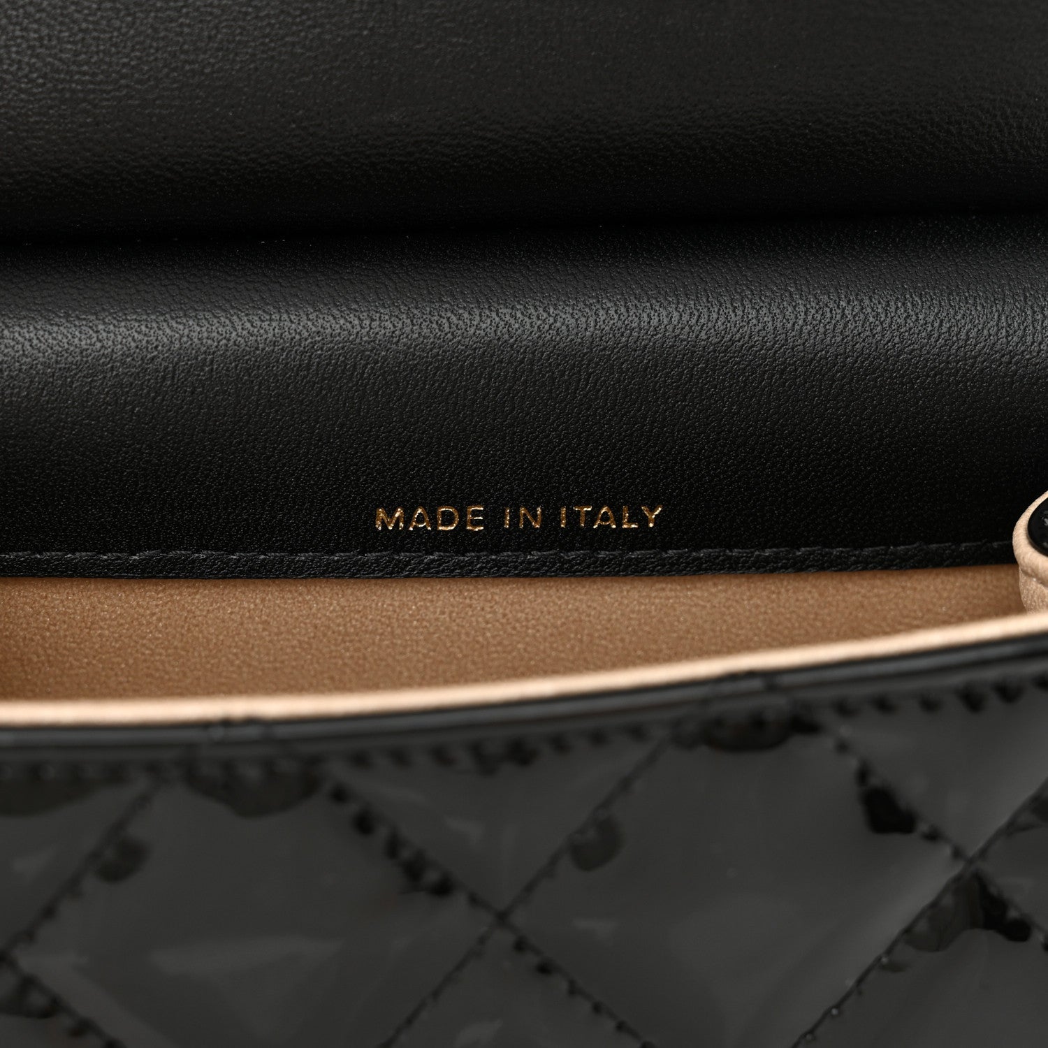 Patent Quilted Frame Clutch Flap With Chain Black