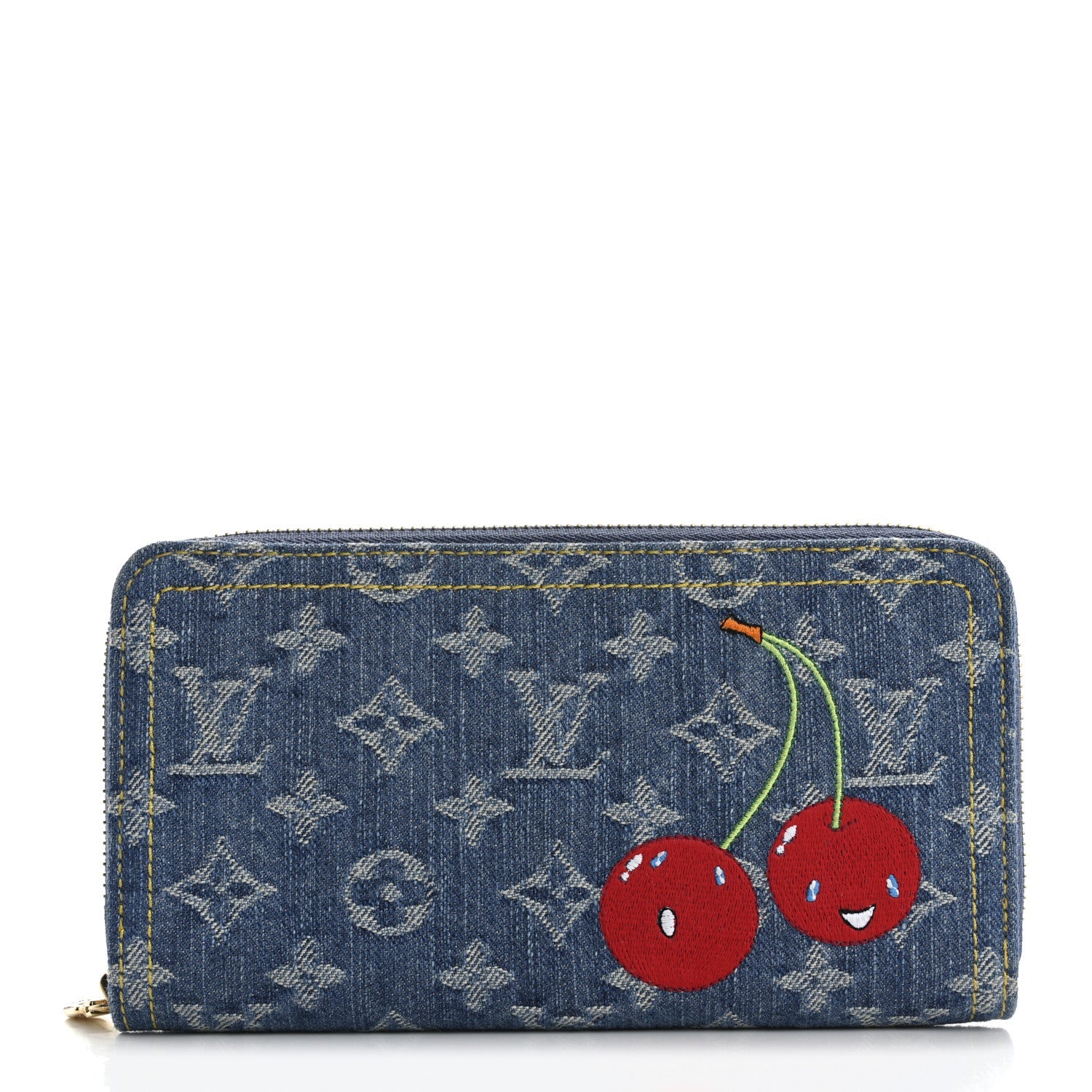 LV X TM Monogram Denim Cerises Zippy Wallet Blue