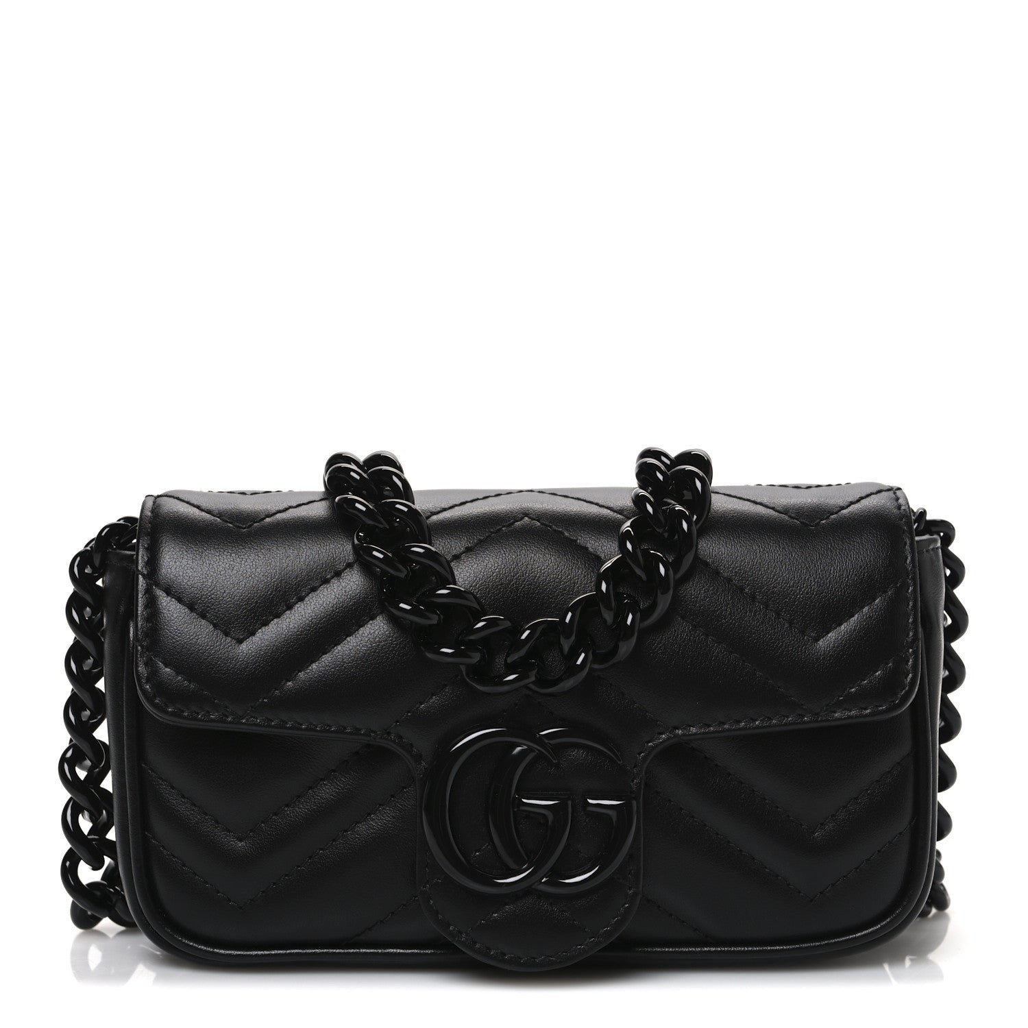 Calfskin Matelasse Monochrome GG Marmont Chain Belt Bag Black