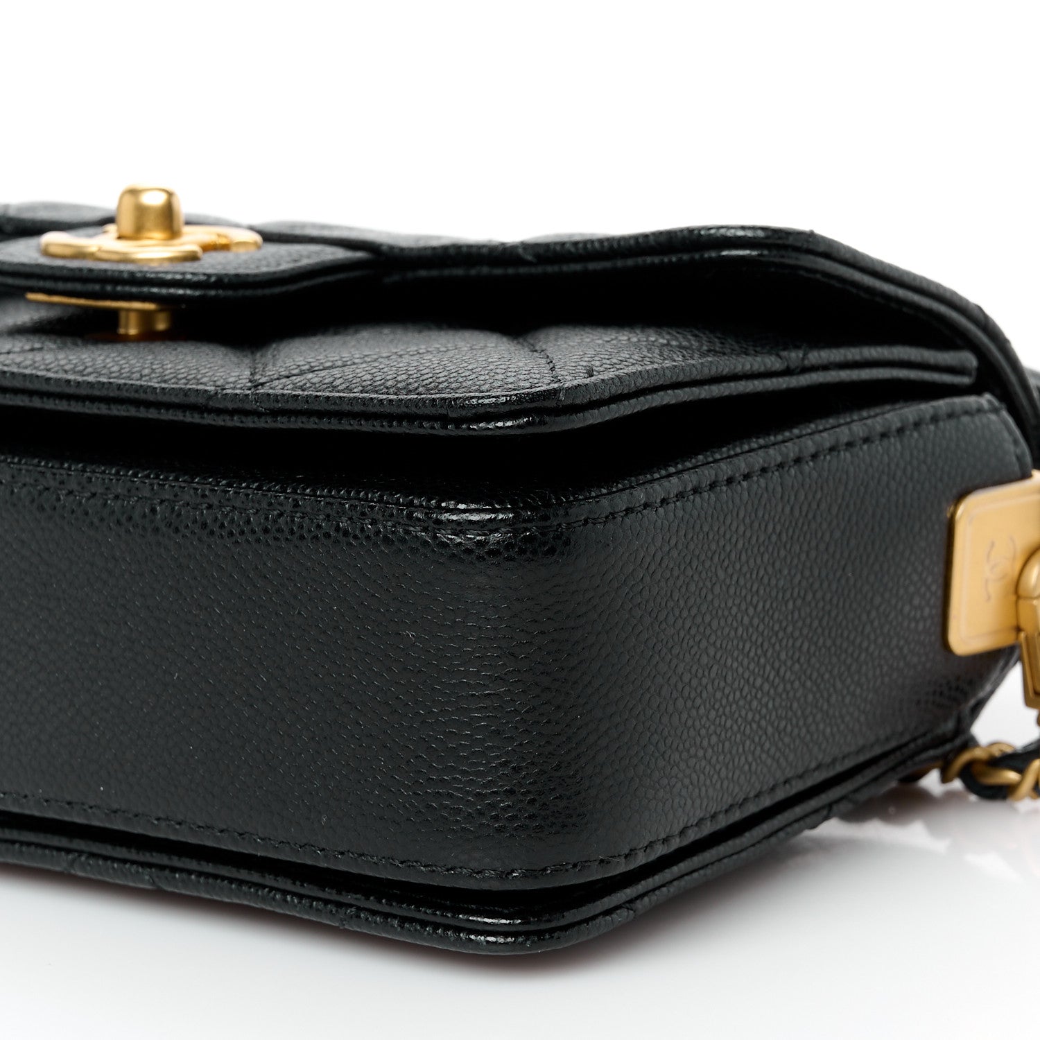 Caviar Quilted Mini Top Handle Flap Black