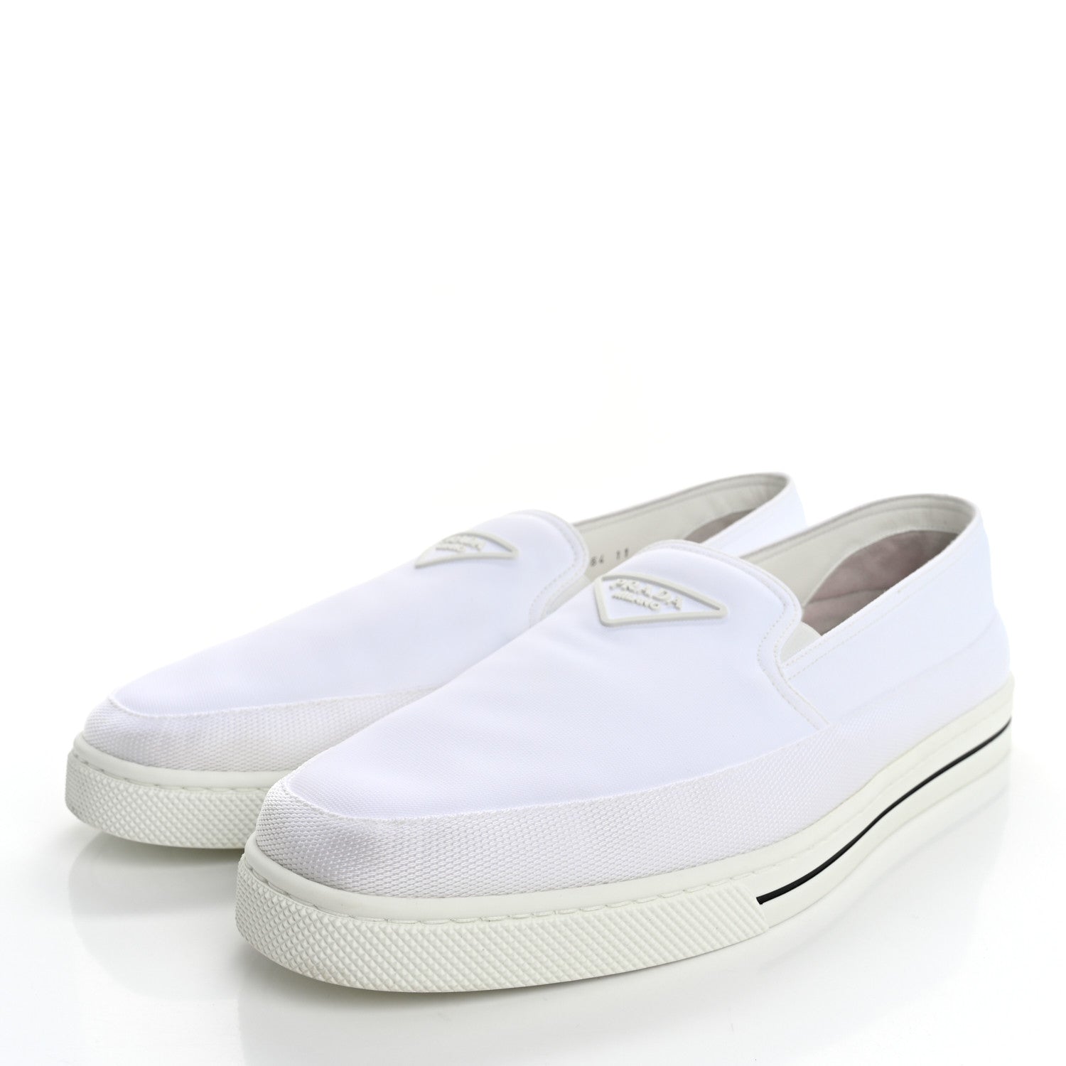 Technical Nylon Triangle Logo Mens Slip On Sneakers 11 White