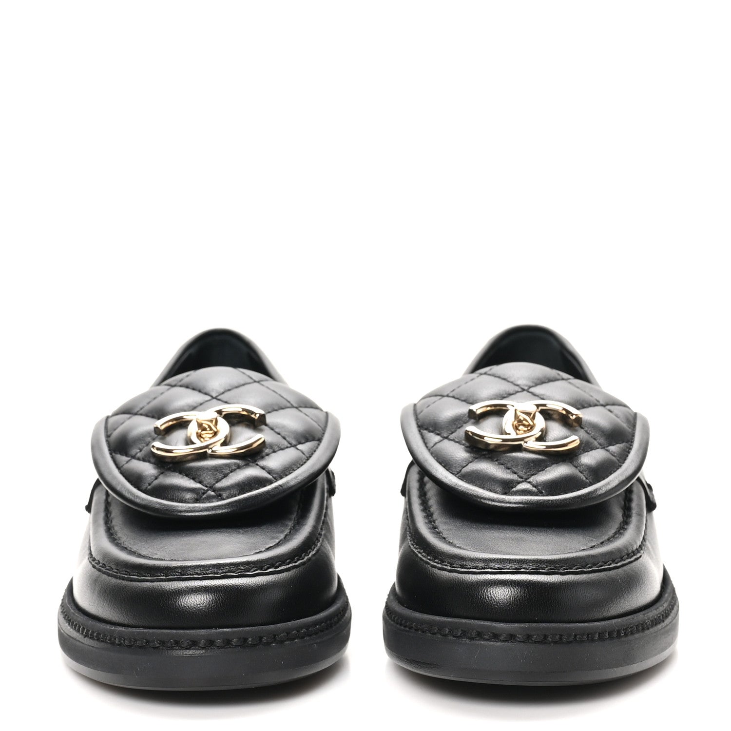 Lambskin Quilted CC Turnlock Loafers 35.5 Black