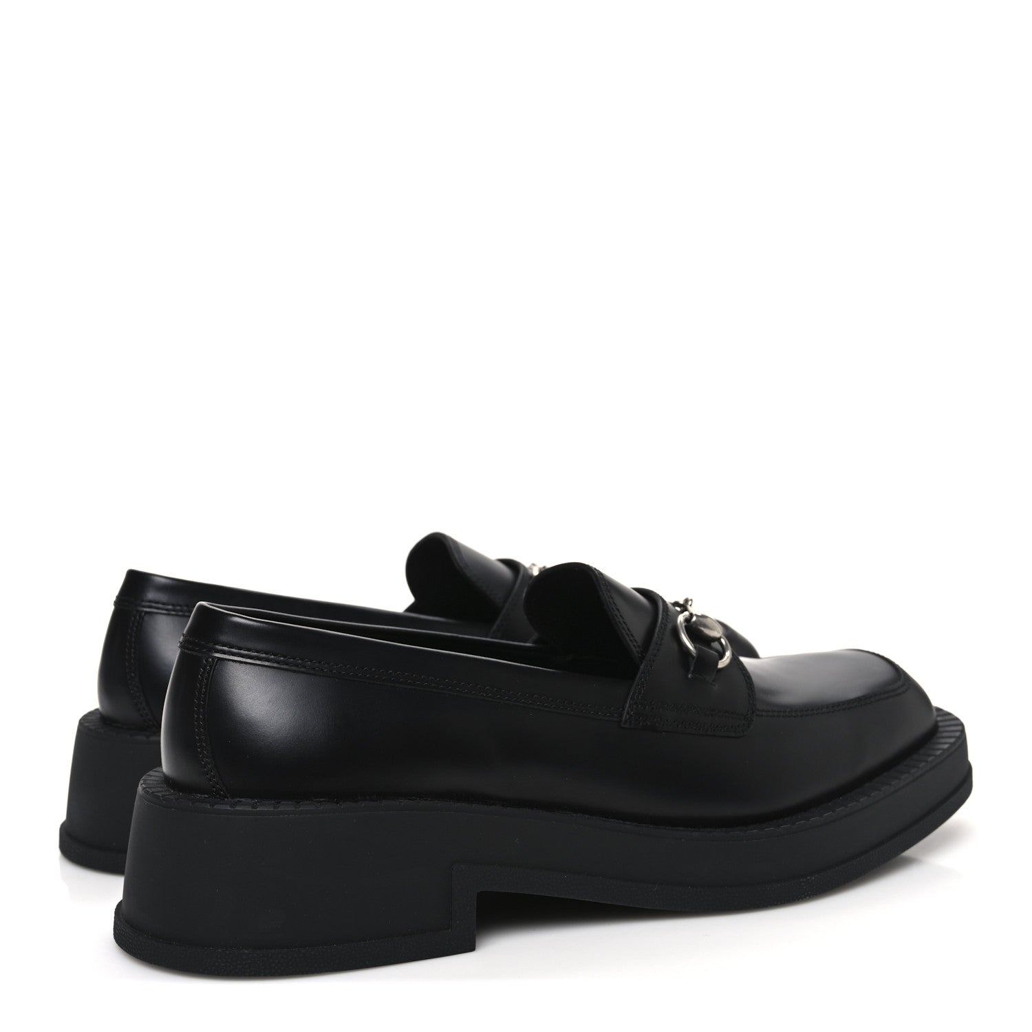 Calfskin Horsebit Mens Chunky Loafers 10.5 Black