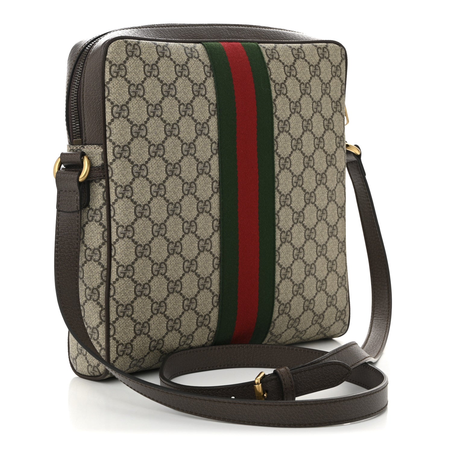 GG Supreme Monogram Web Medium Ophidia Messenger Bag Brown