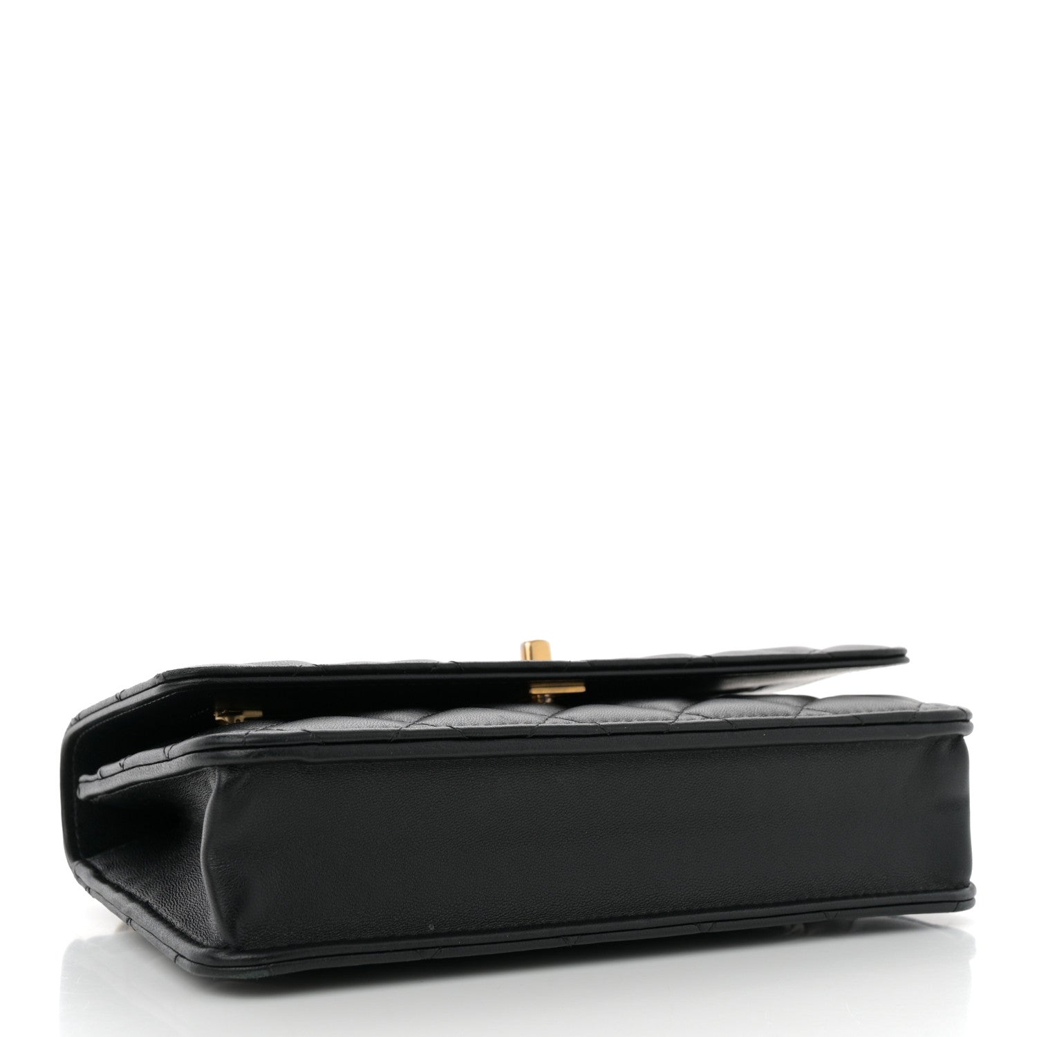 Lambskin Quilted Sweet Camellia Wallet On Chain WOC Black